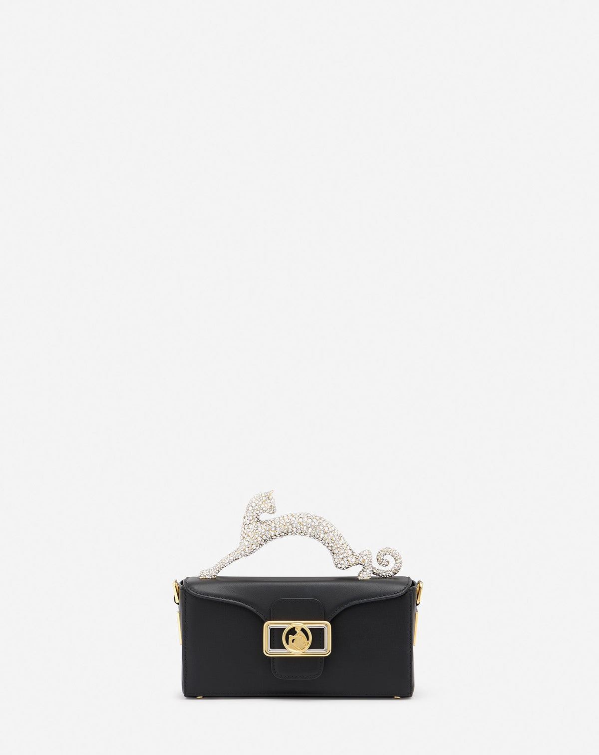Black Nano Pencil Cat Bag In Leather And Rhinestone | Lanvin Women