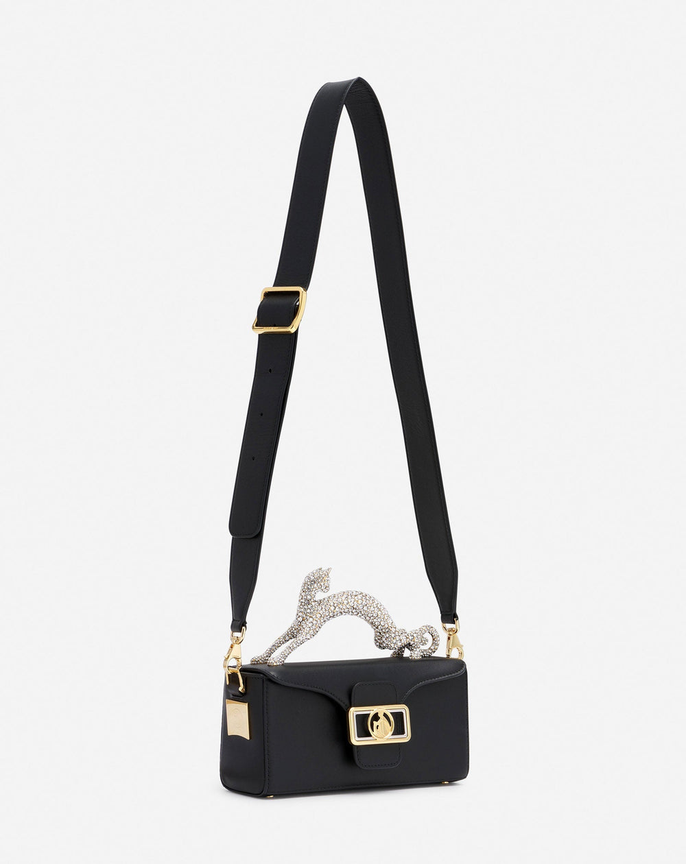 Black Nano Pencil Cat Bag In Leather And Rhinestone | Lanvin Women