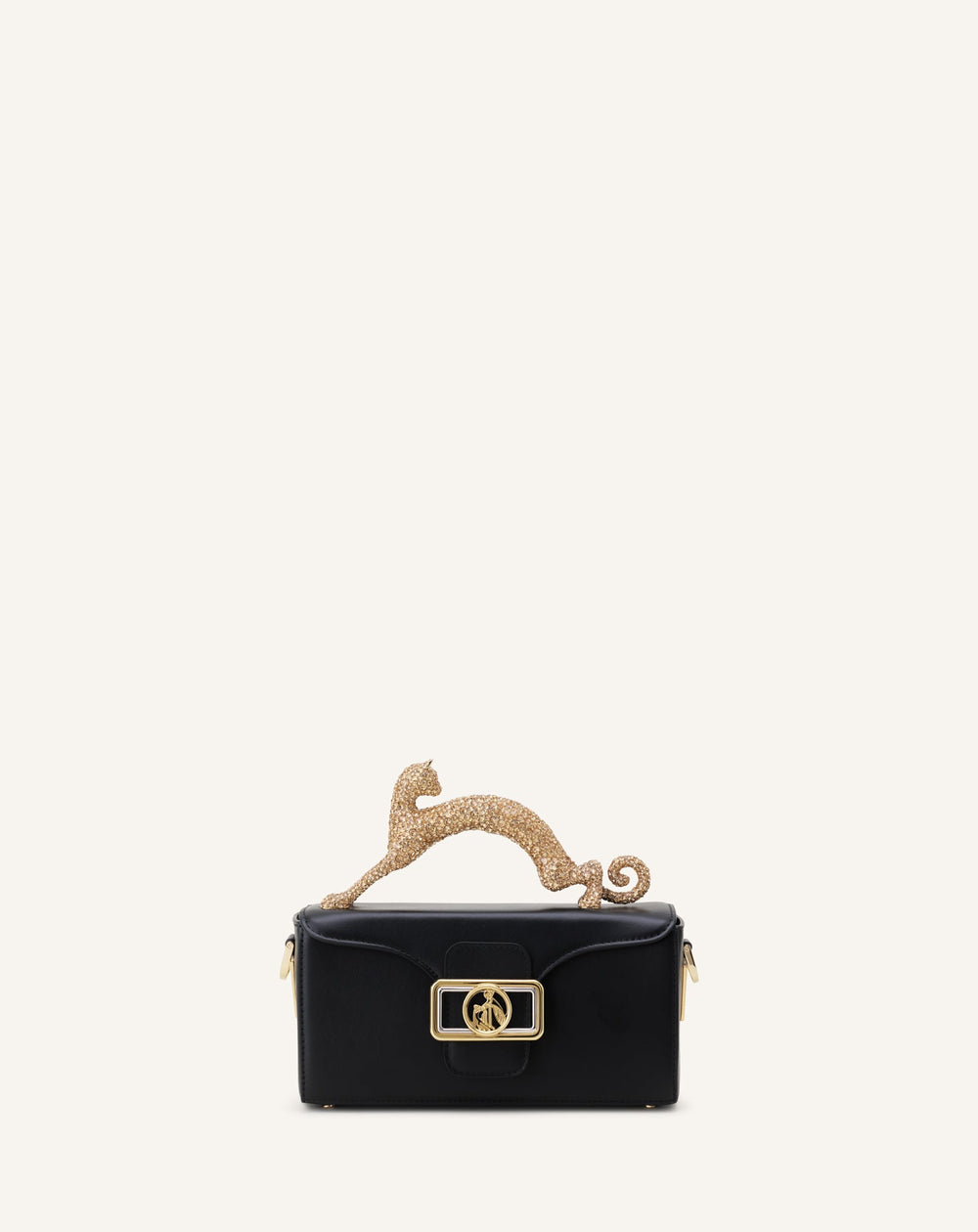 Black Leather Nano Pencil Cat Bag With Rhinestones | Lanvin Women