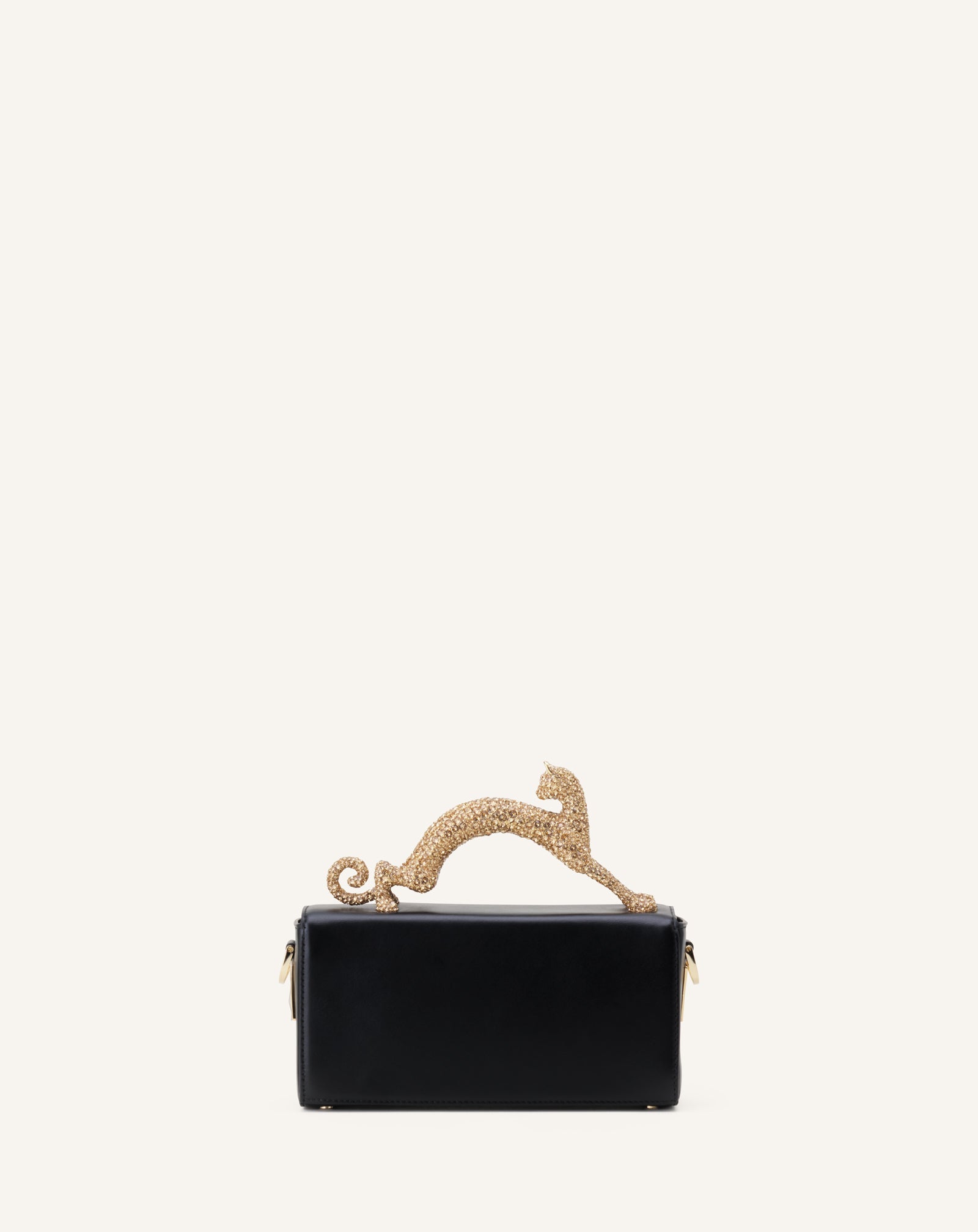 Black Leather Nano Pencil Cat Bag With Rhinestones | Lanvin Women