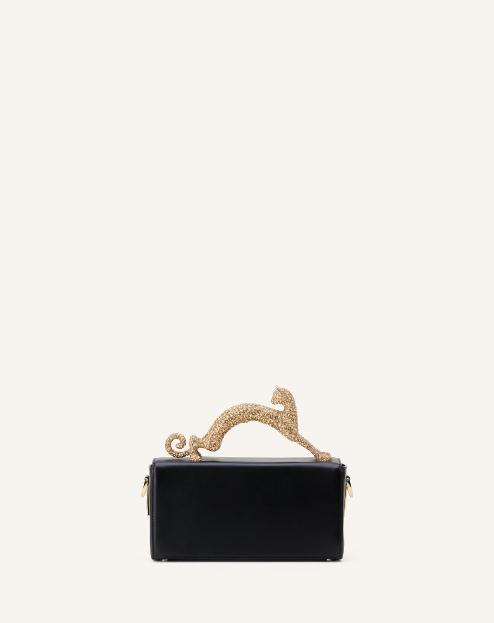 Black Leather Nano Pencil Cat Bag With Rhinestones | Lanvin Women