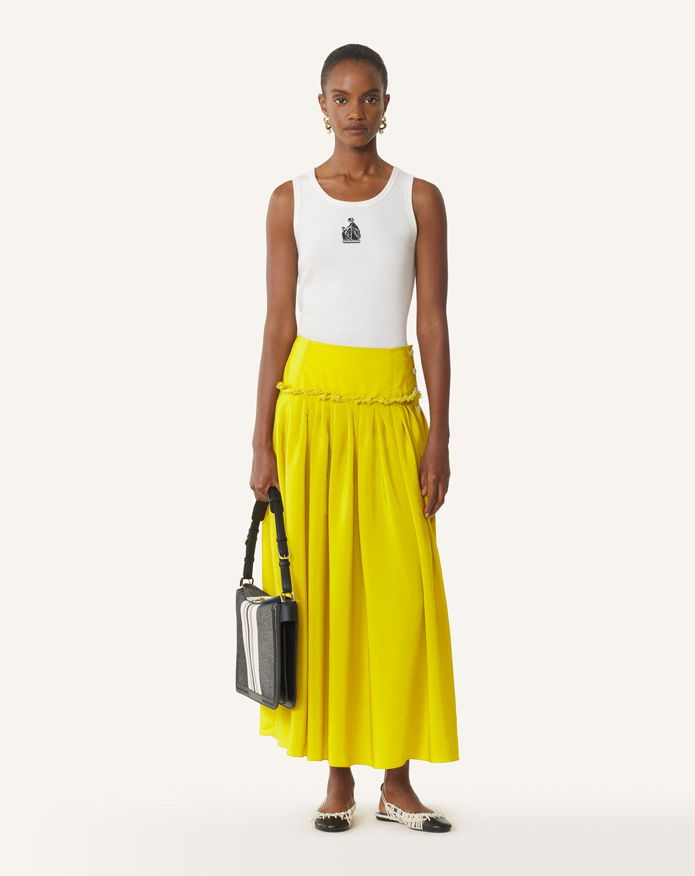 Grey Compagnon Asymetrical Shoulder Bag In Striped Canvas | Lanvin Women