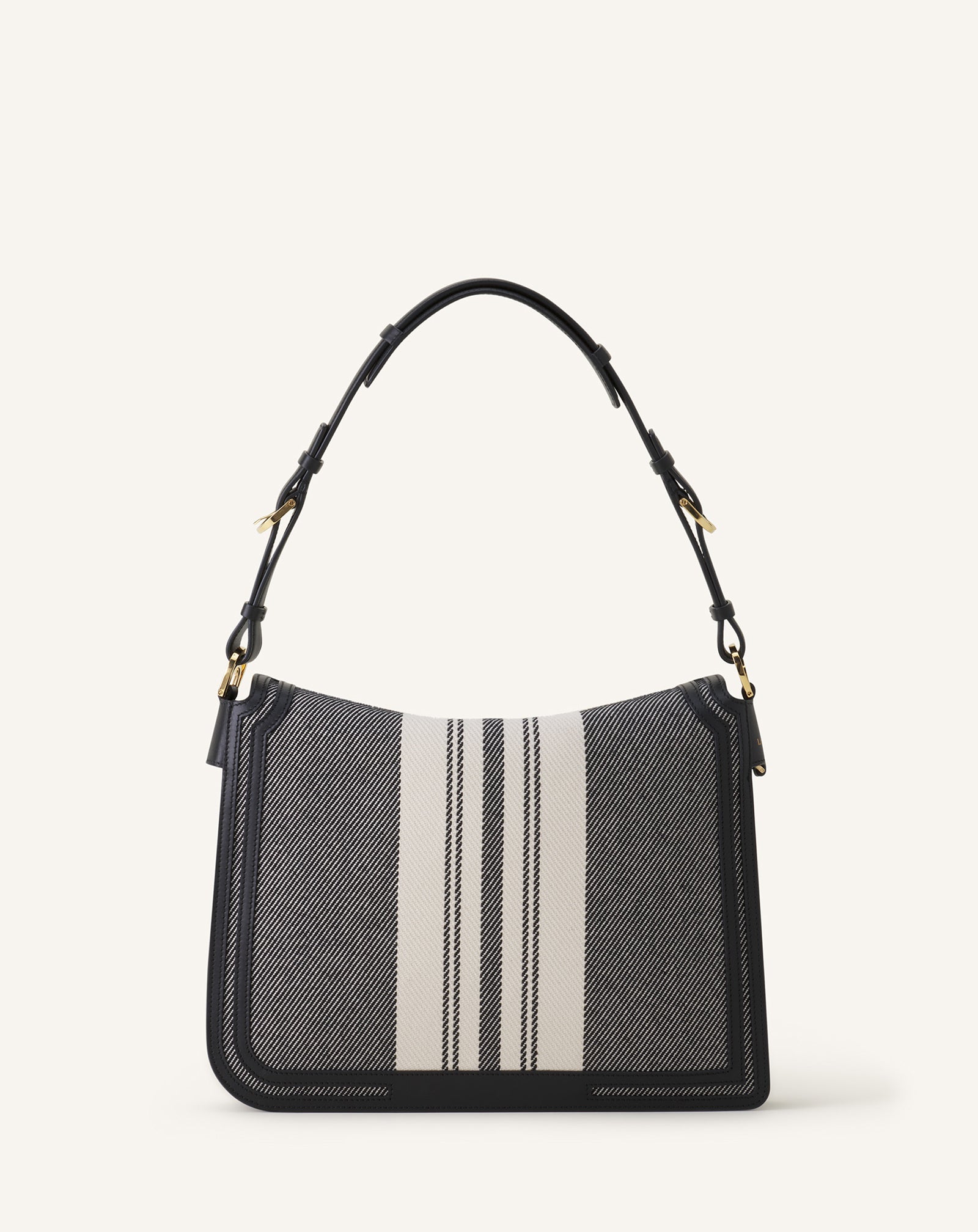 Grey Compagnon Asymetrical Shoulder Bag In Striped Canvas | Lanvin Women