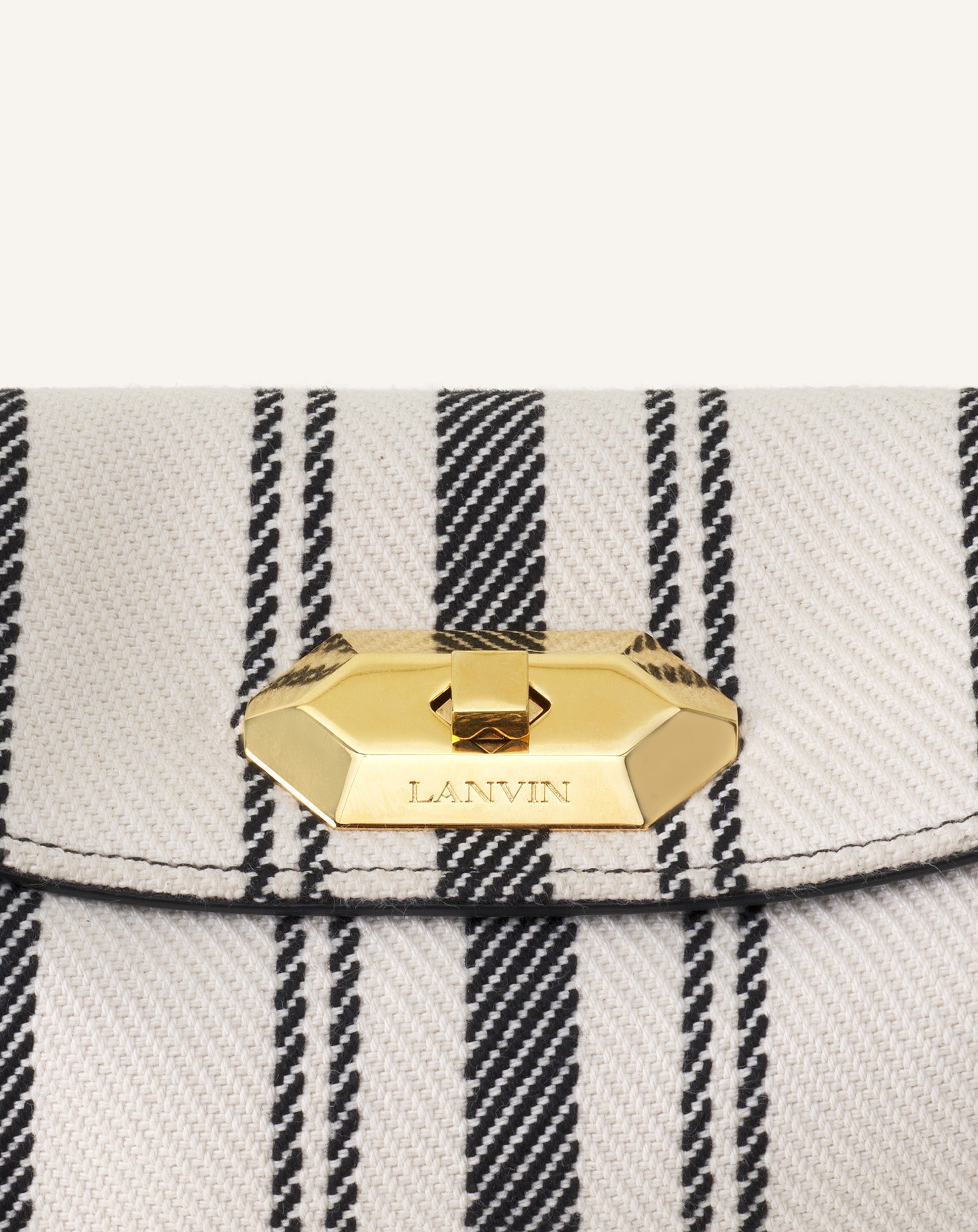 Grey Compagnon Asymetrical Shoulder Bag In Striped Canvas | Lanvin Women