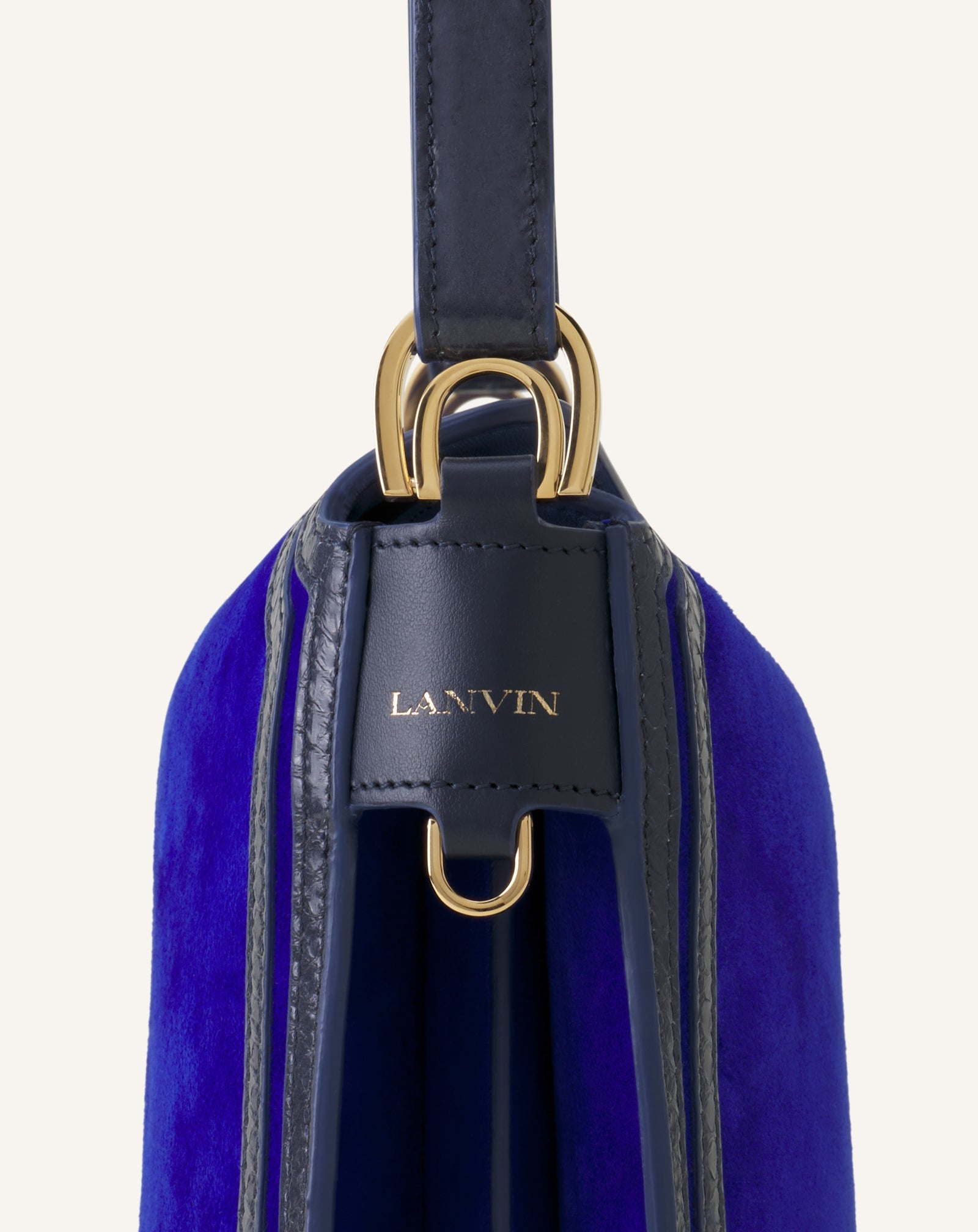 Compagnon Sac Epaule Asymetrique En Daim Mm Blue | Lanvin Women