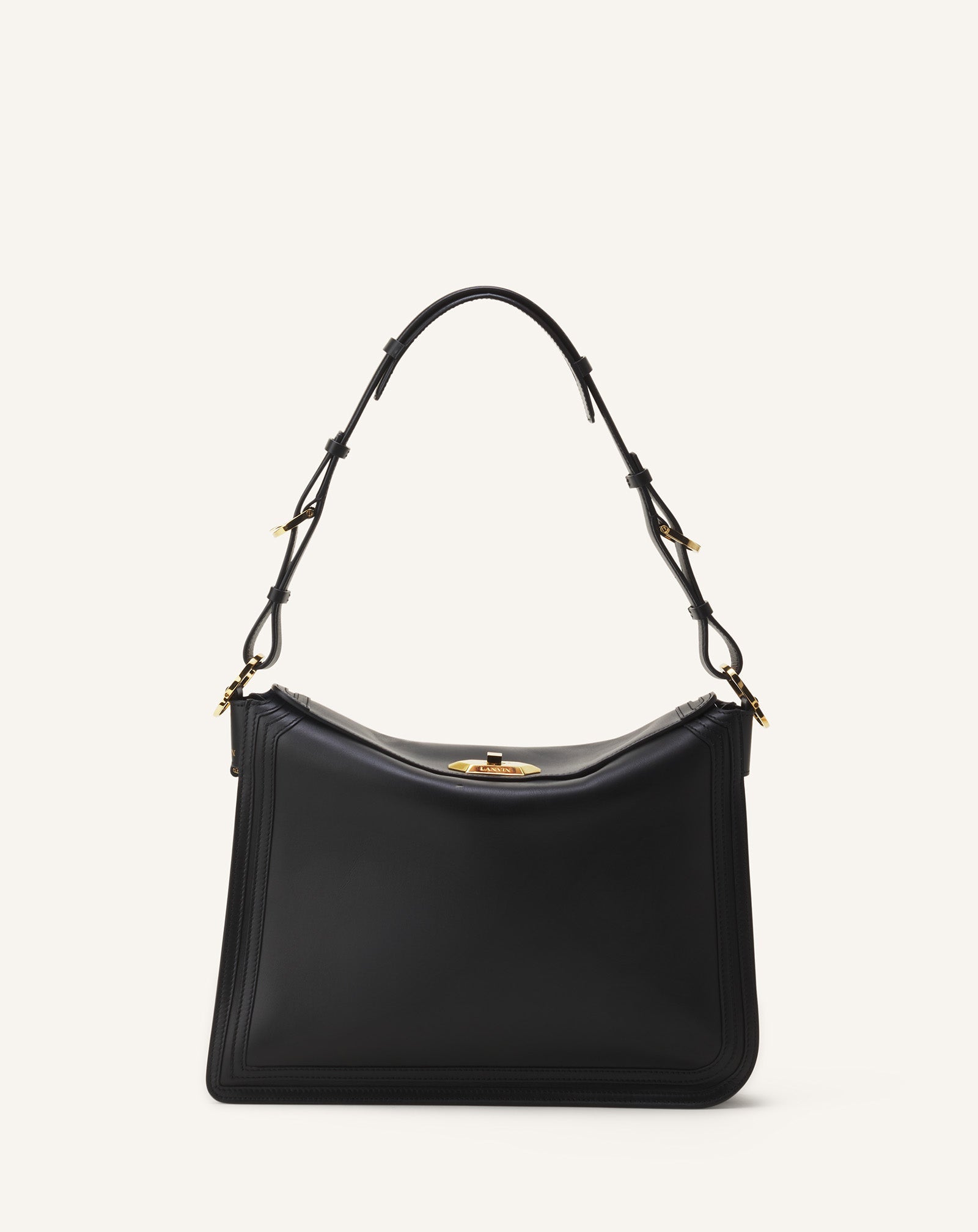 Black Compagnon Asymmetrical Bag In Leather | Lanvin Women