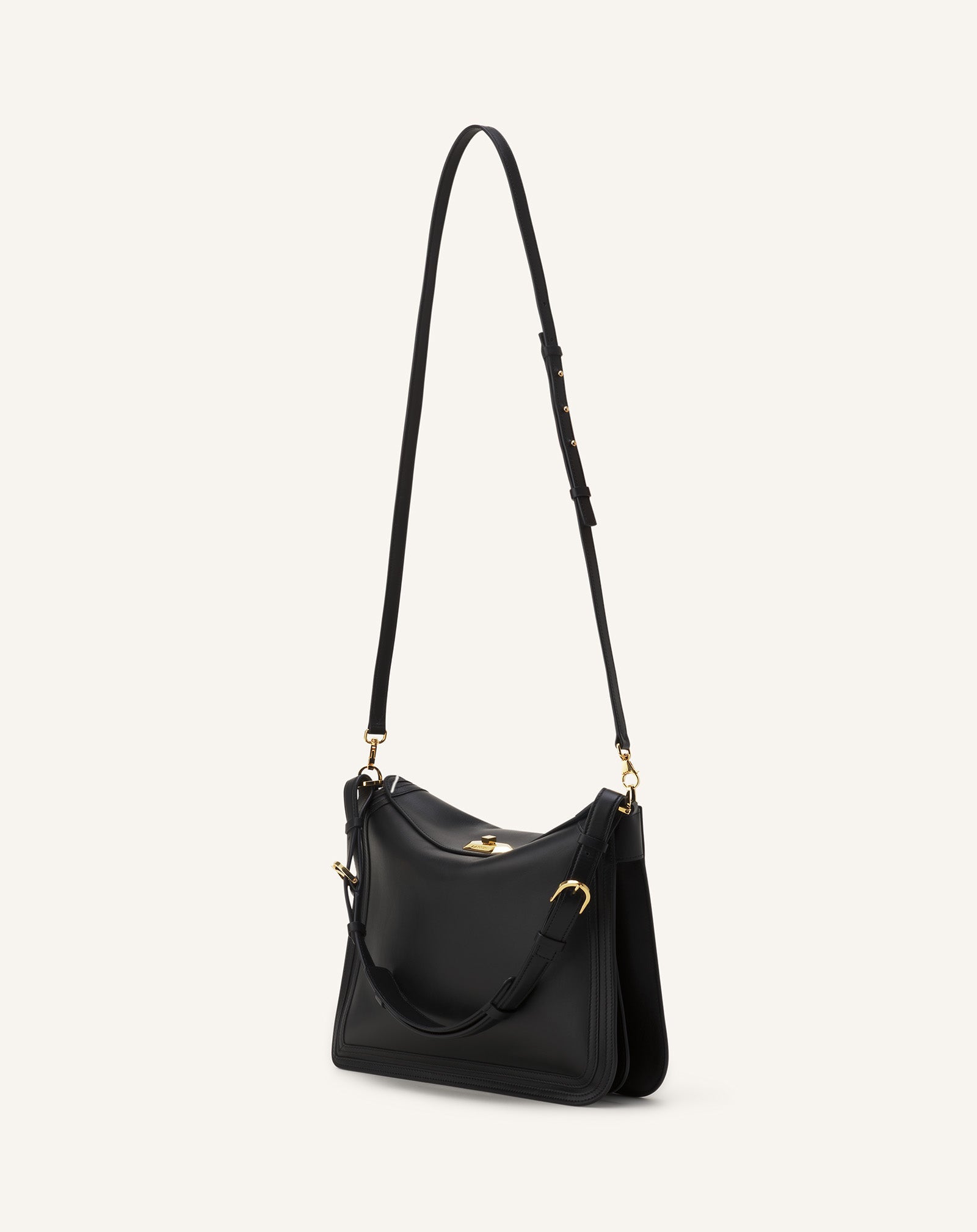 Black Compagnon Asymmetrical Bag In Leather | Lanvin Women