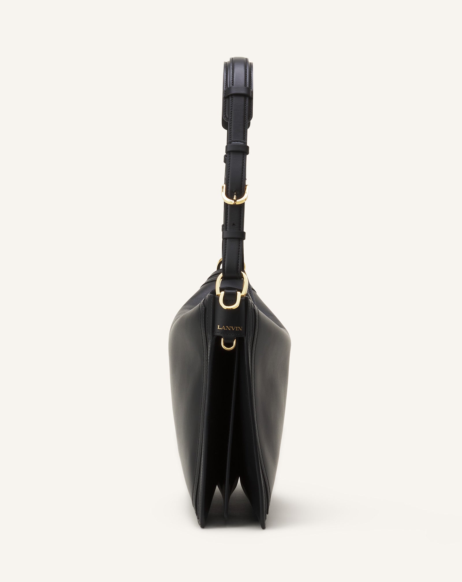 Black Compagnon Asymmetrical Bag In Leather | Lanvin Women