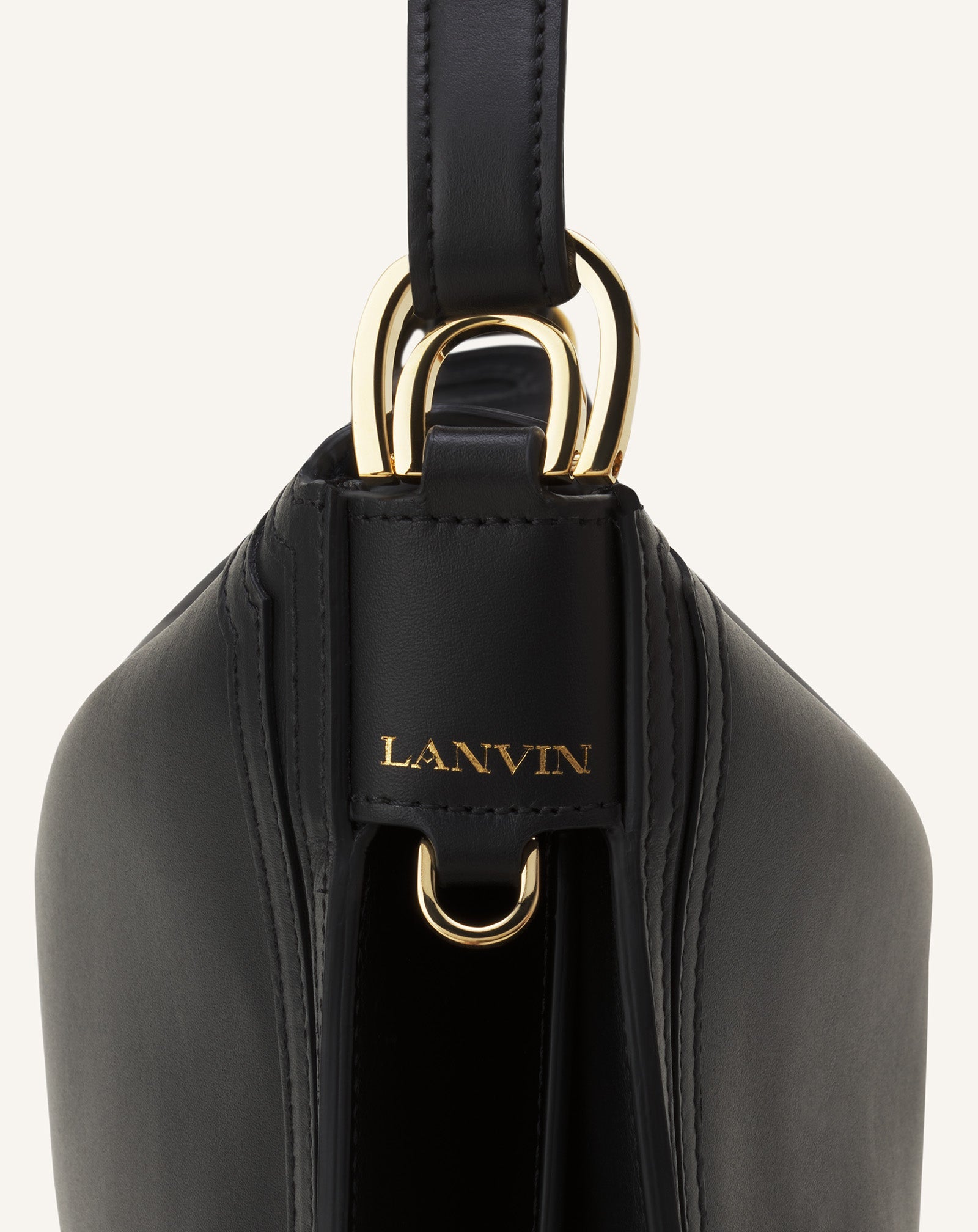 Black Compagnon Asymmetrical Bag In Leather | Lanvin Women