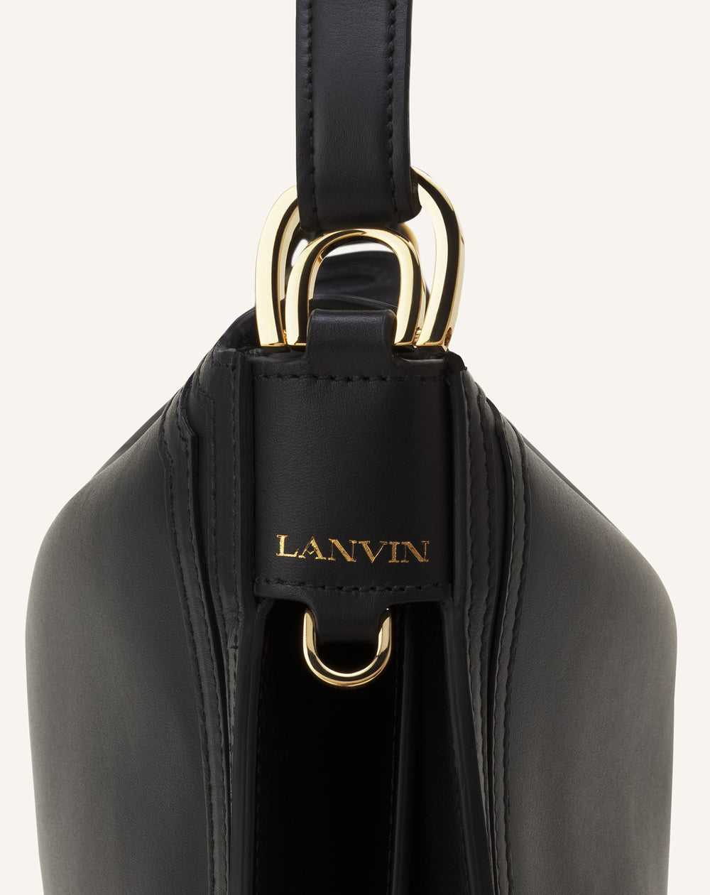 Black Compagnon Asymmetrical Bag In Leather | Lanvin Women