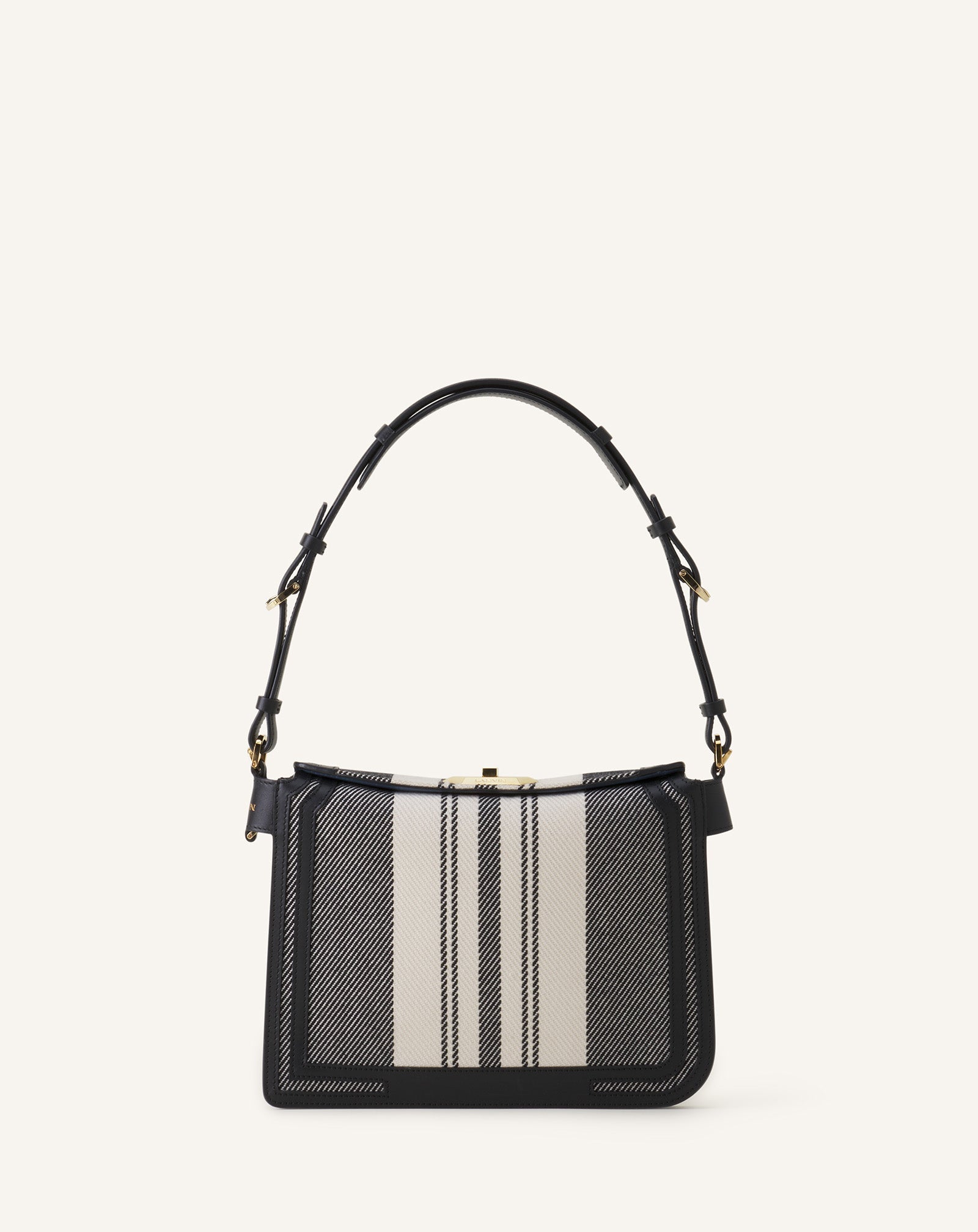 Grey Compagnon Small Asymmetrical Bag In Striped Canvas | Lanvin Women
