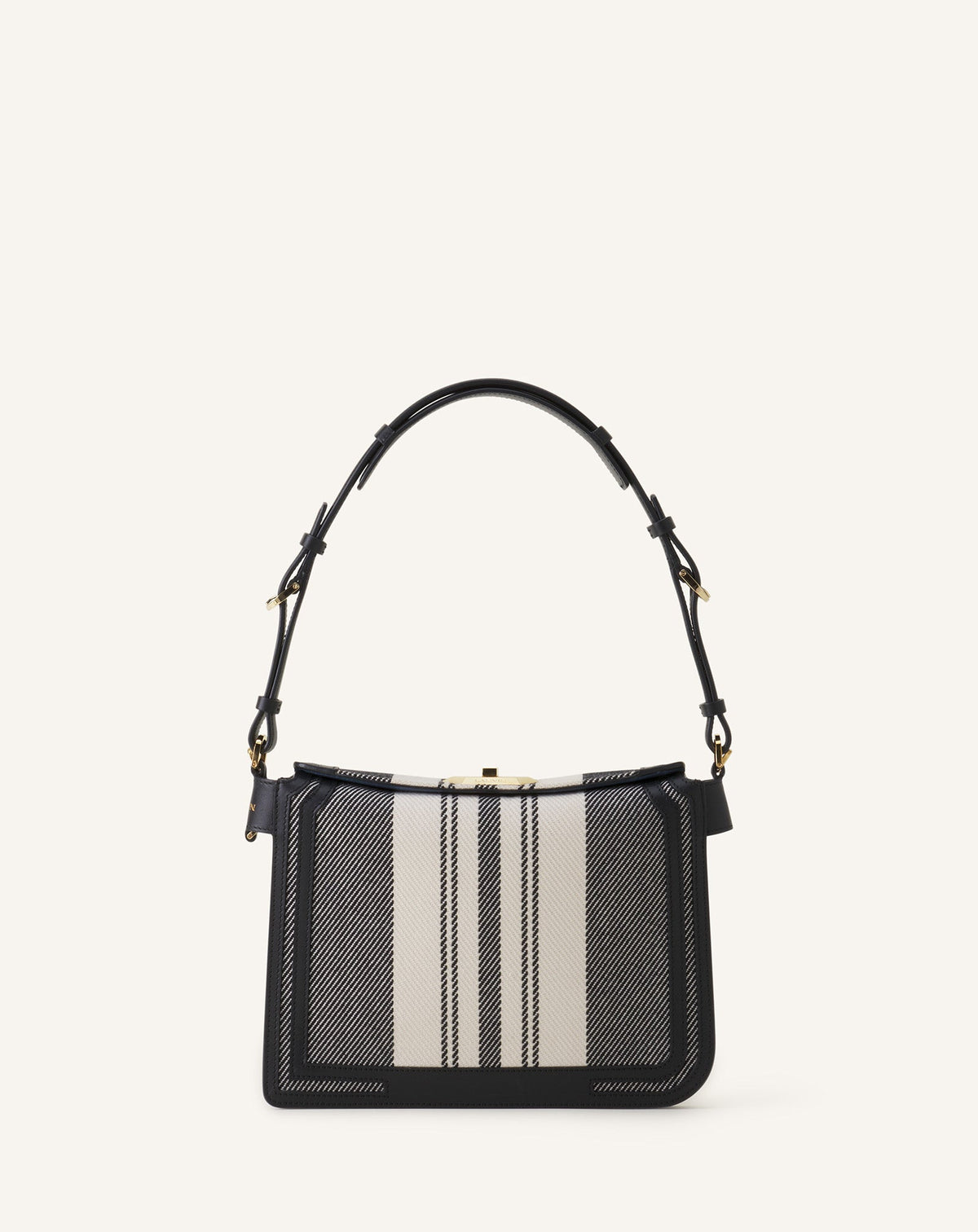 Grey Compagnon Small Asymmetrical Bag In Striped Canvas | Lanvin Women