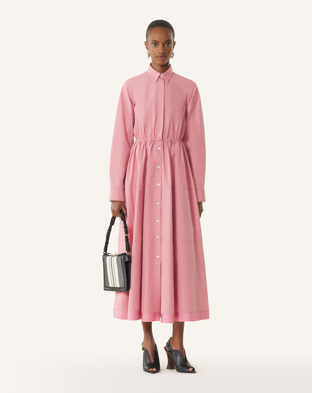 Grey Compagnon Small Asymmetrical Bag In Striped Canvas | Lanvin Women