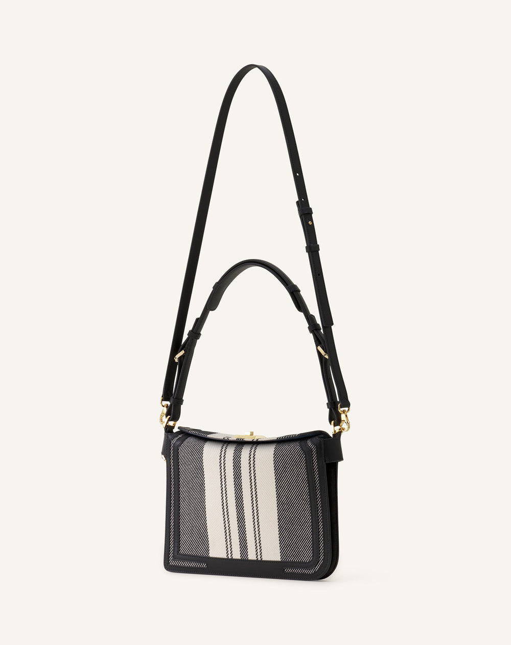 Grey Compagnon Small Asymmetrical Bag In Striped Canvas | Lanvin Women