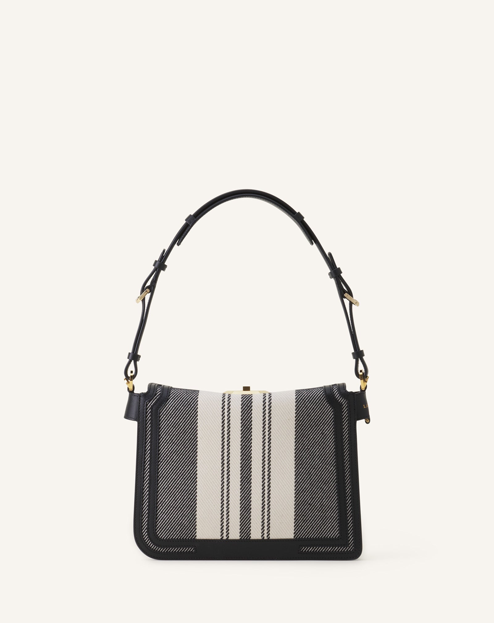 Grey Compagnon Small Asymmetrical Bag In Striped Canvas | Lanvin Women