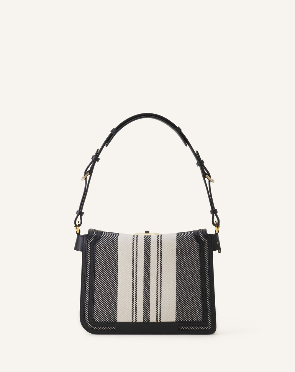 Grey Compagnon Small Asymmetrical Bag In Striped Canvas | Lanvin Women