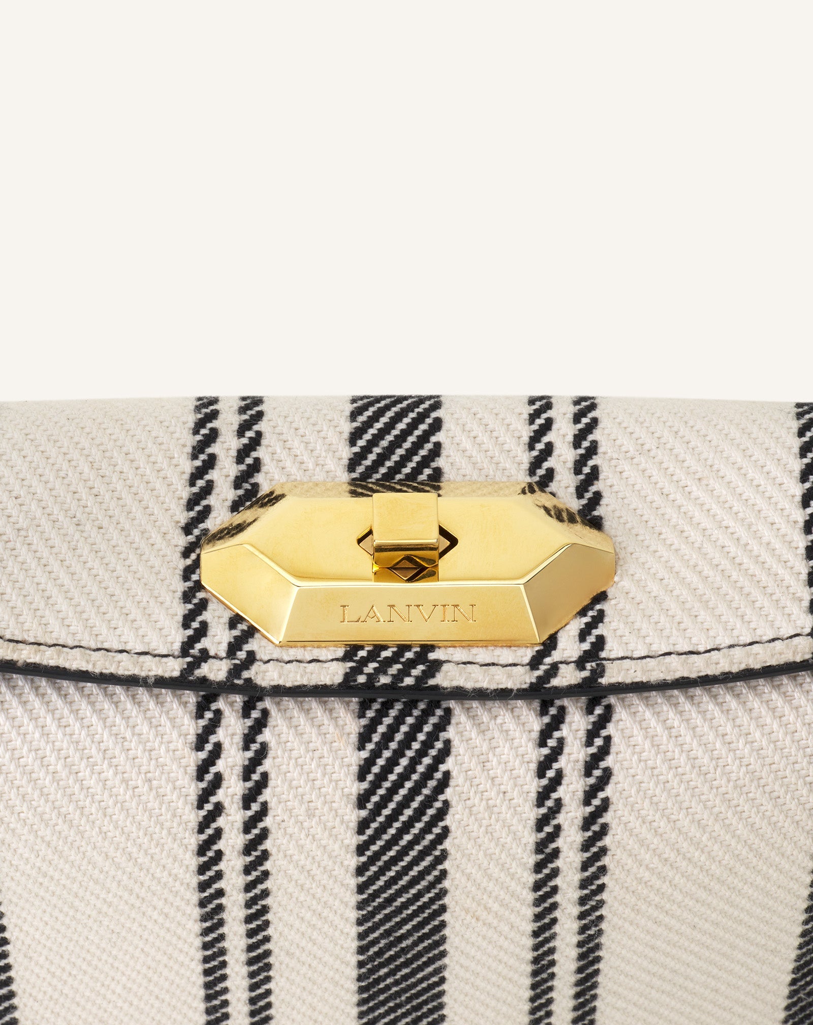 Grey Compagnon Small Asymmetrical Bag In Striped Canvas | Lanvin Women