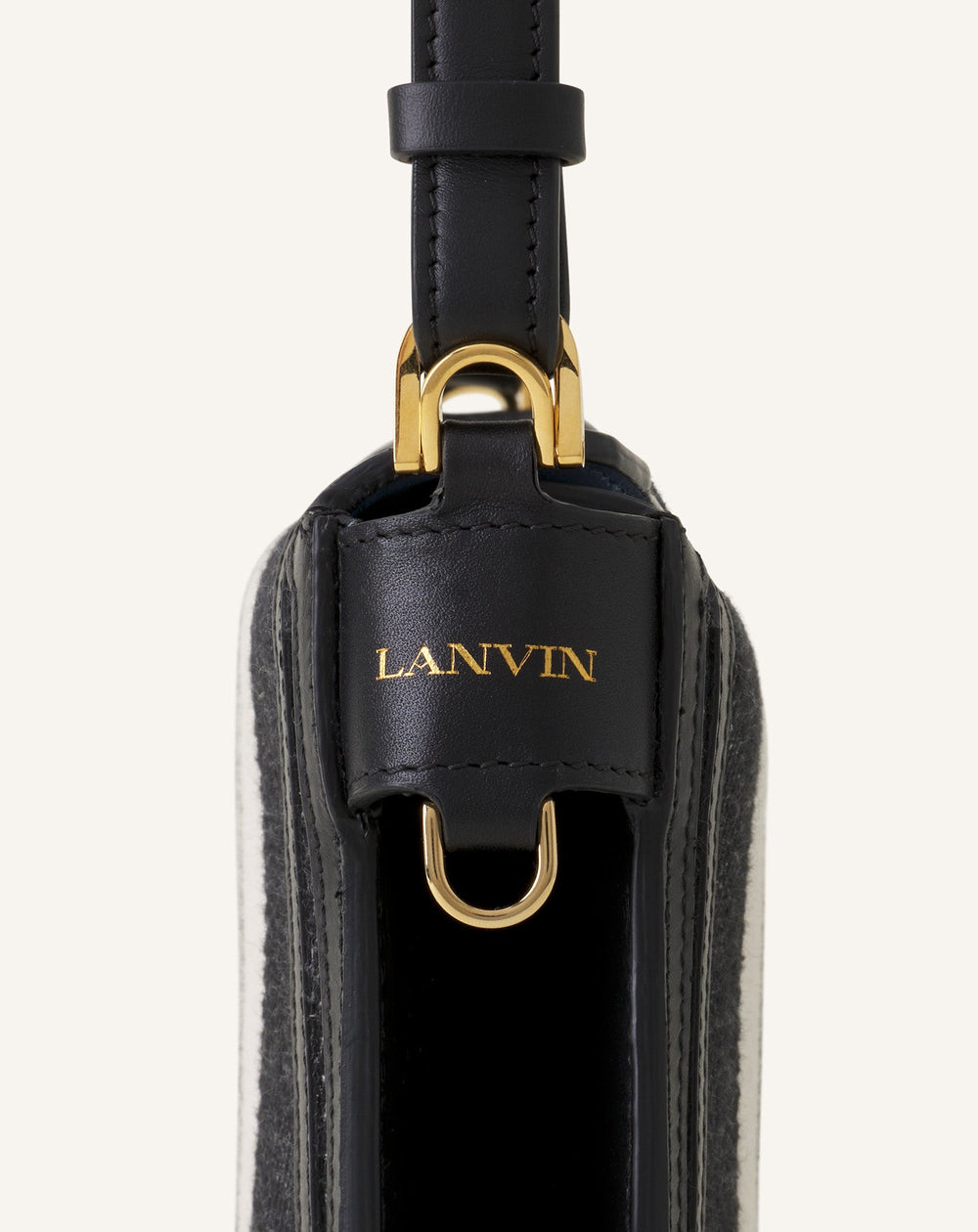 Grey Compagnon Small Asymmetrical Bag In Striped Canvas | Lanvin Women