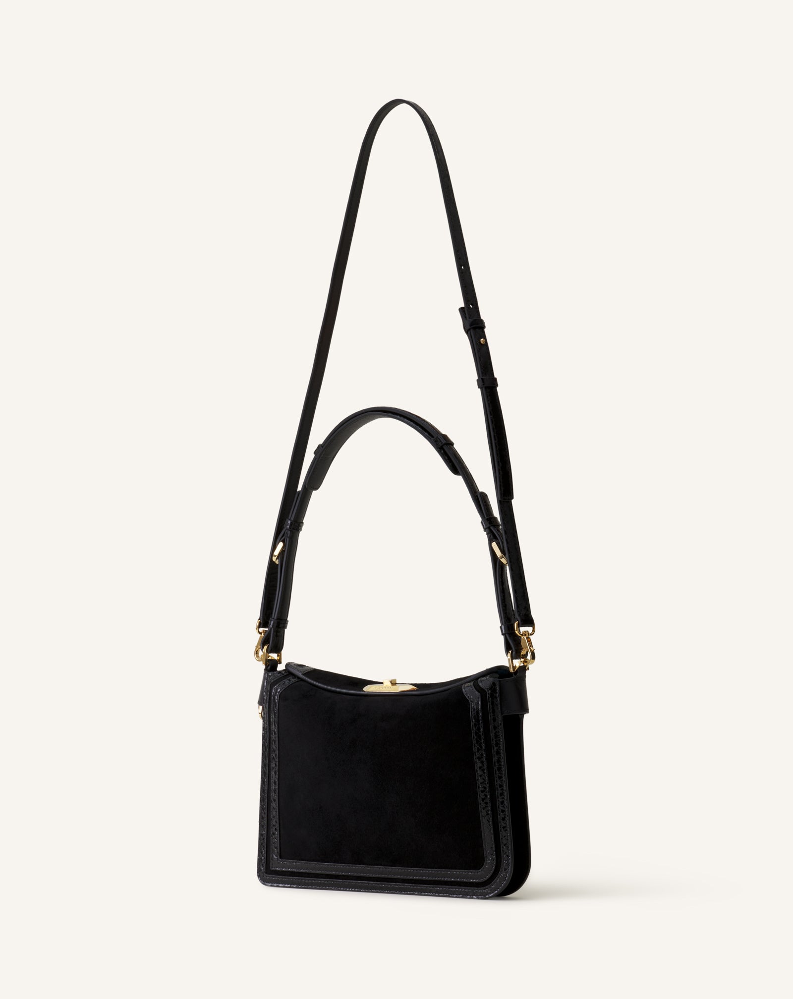 Compagnon Sac Epaule Asymetrique Finition Python Pm Black | Lanvin Women