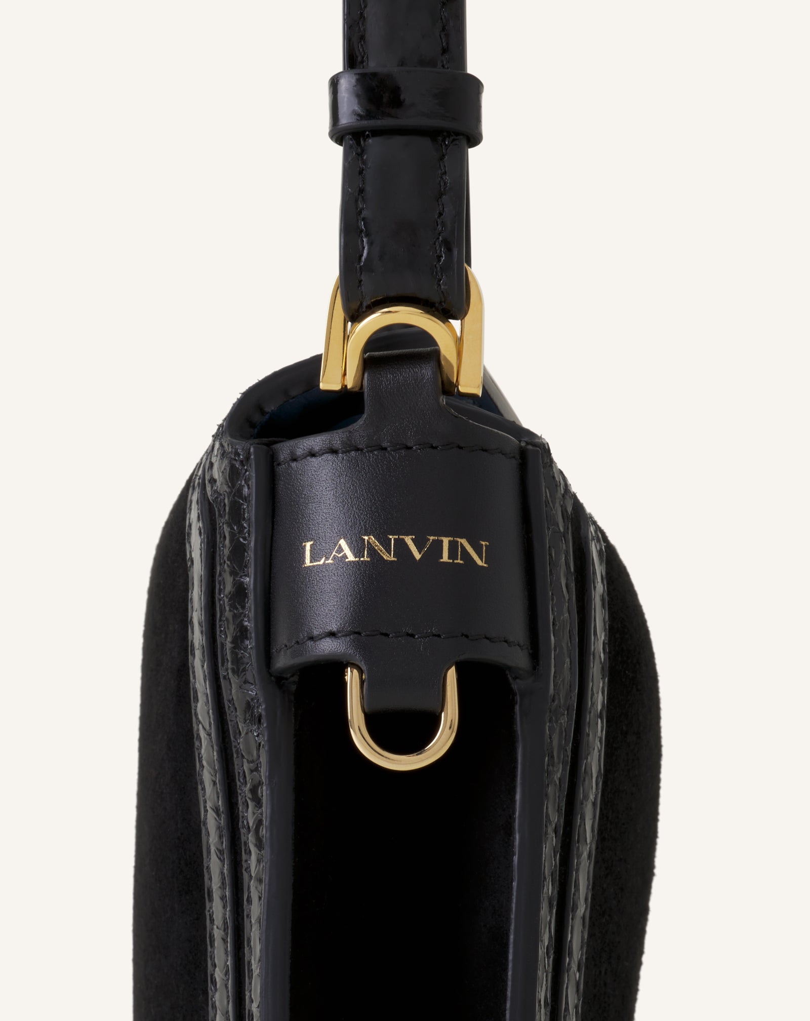Compagnon Sac Epaule Asymetrique Finition Python Pm Black | Lanvin Women
