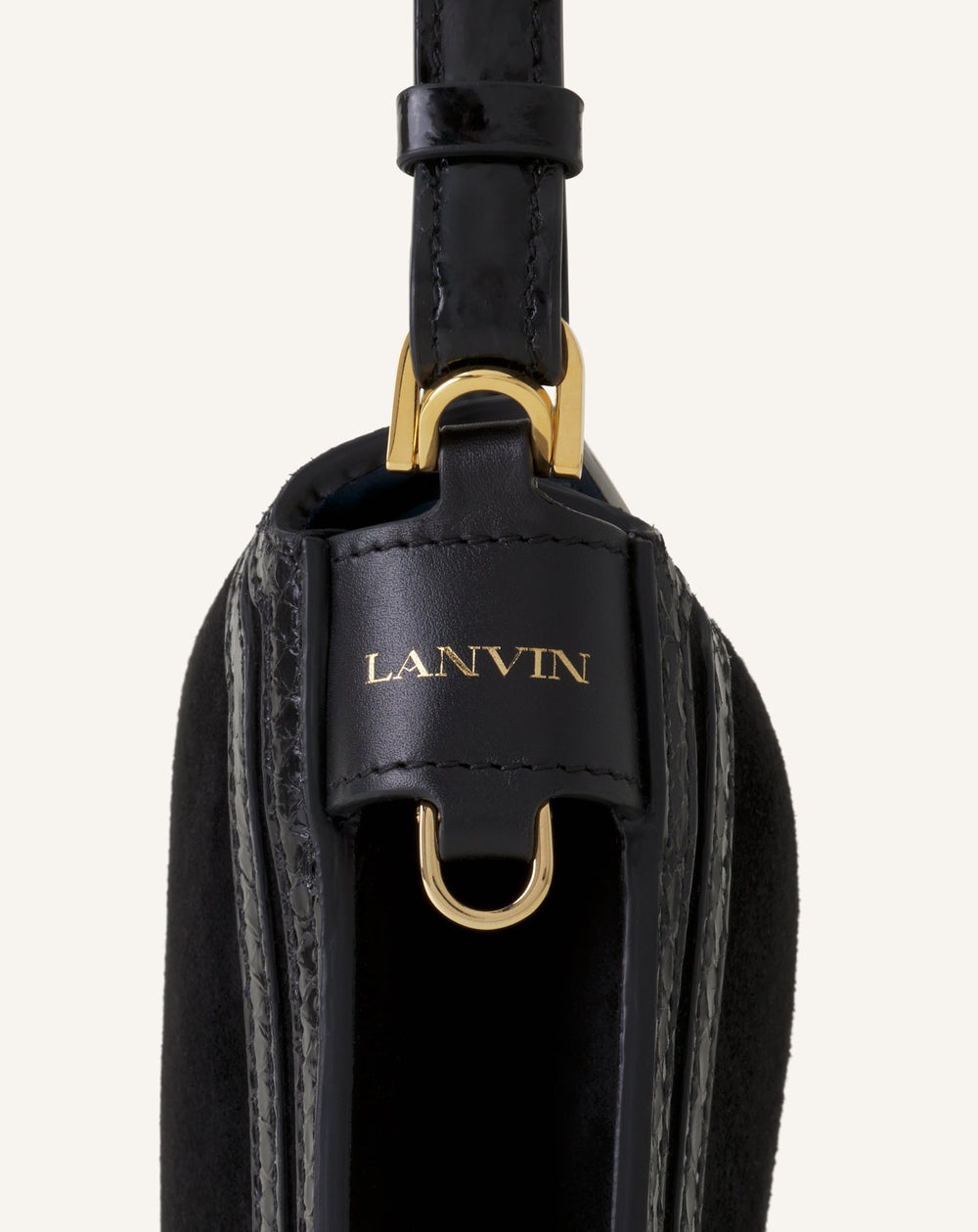 Compagnon Sac Epaule Asymetrique Finition Python Pm Black | Lanvin Women