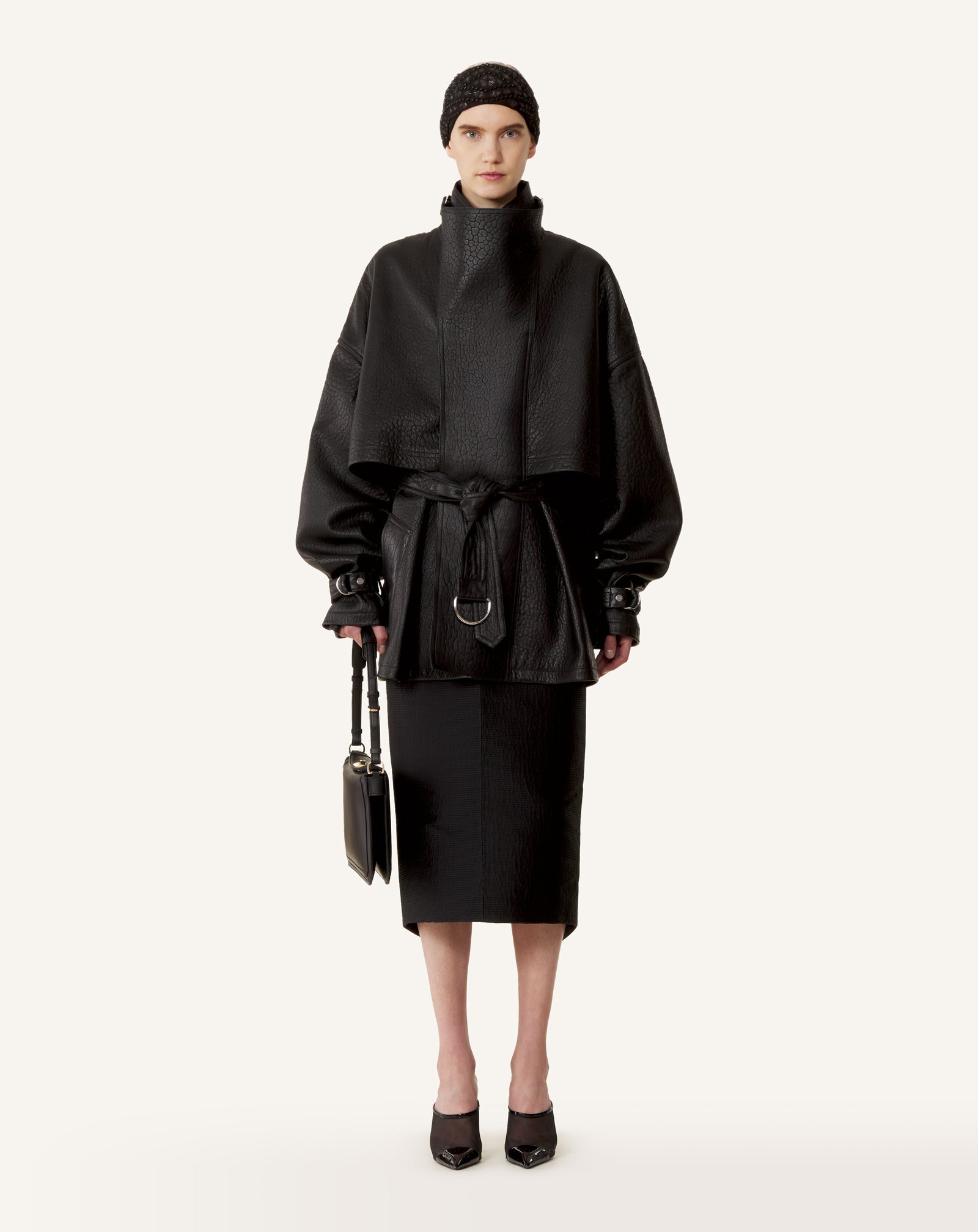 Blouson Col Montant En Cuir Black | Lanvin Women