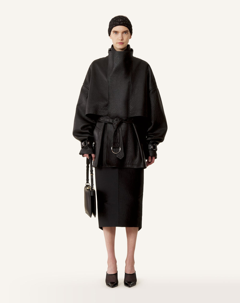 Blouson Col Montant En Cuir Black | Lanvin Women