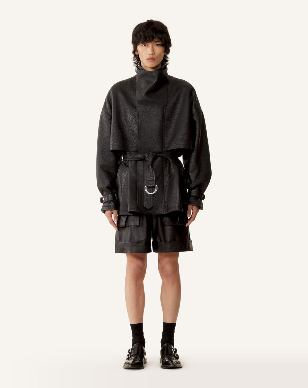 Blouson Col Montant En Cuir Black | Lanvin Women
