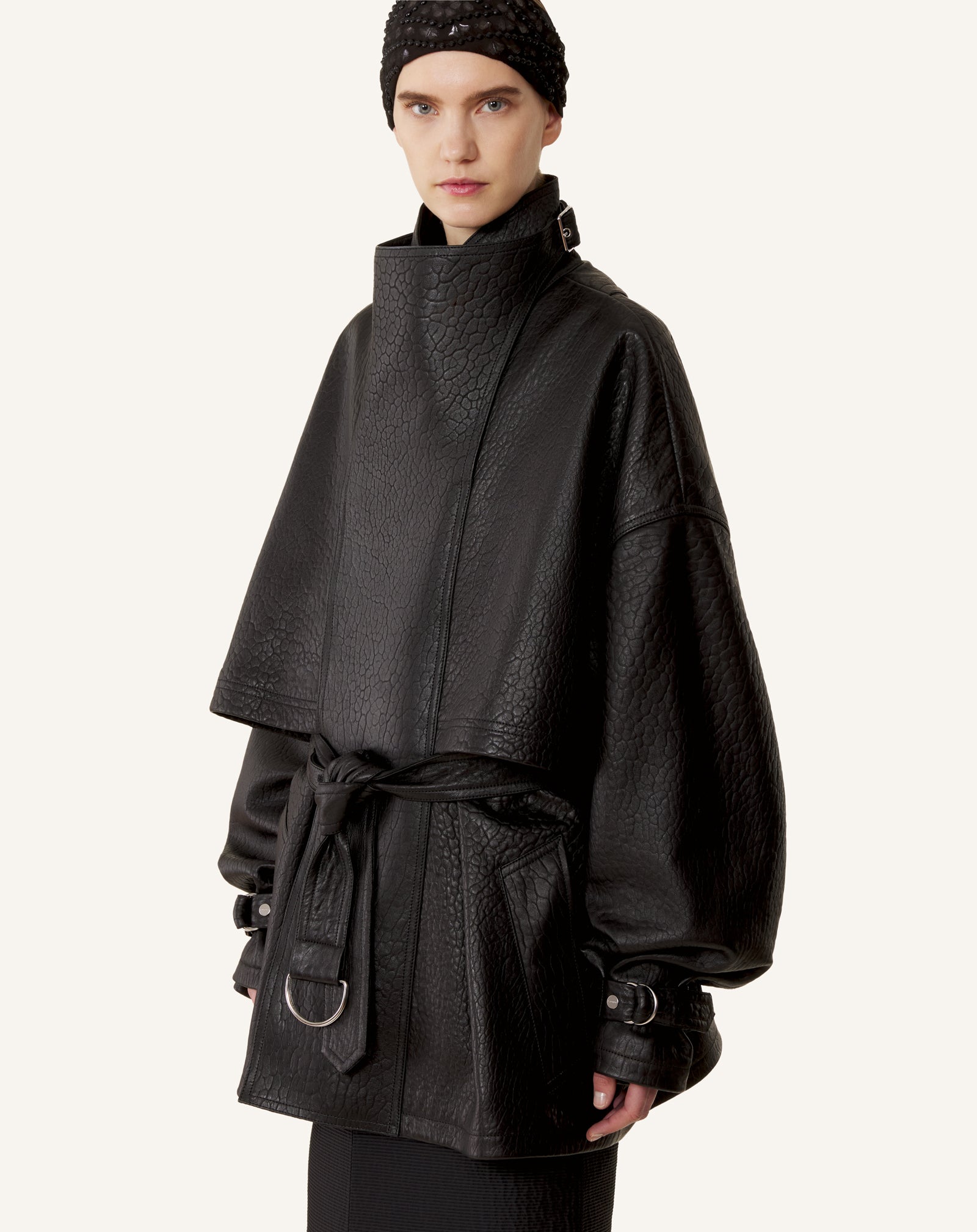 Blouson Col Montant En Cuir Black | Lanvin Women