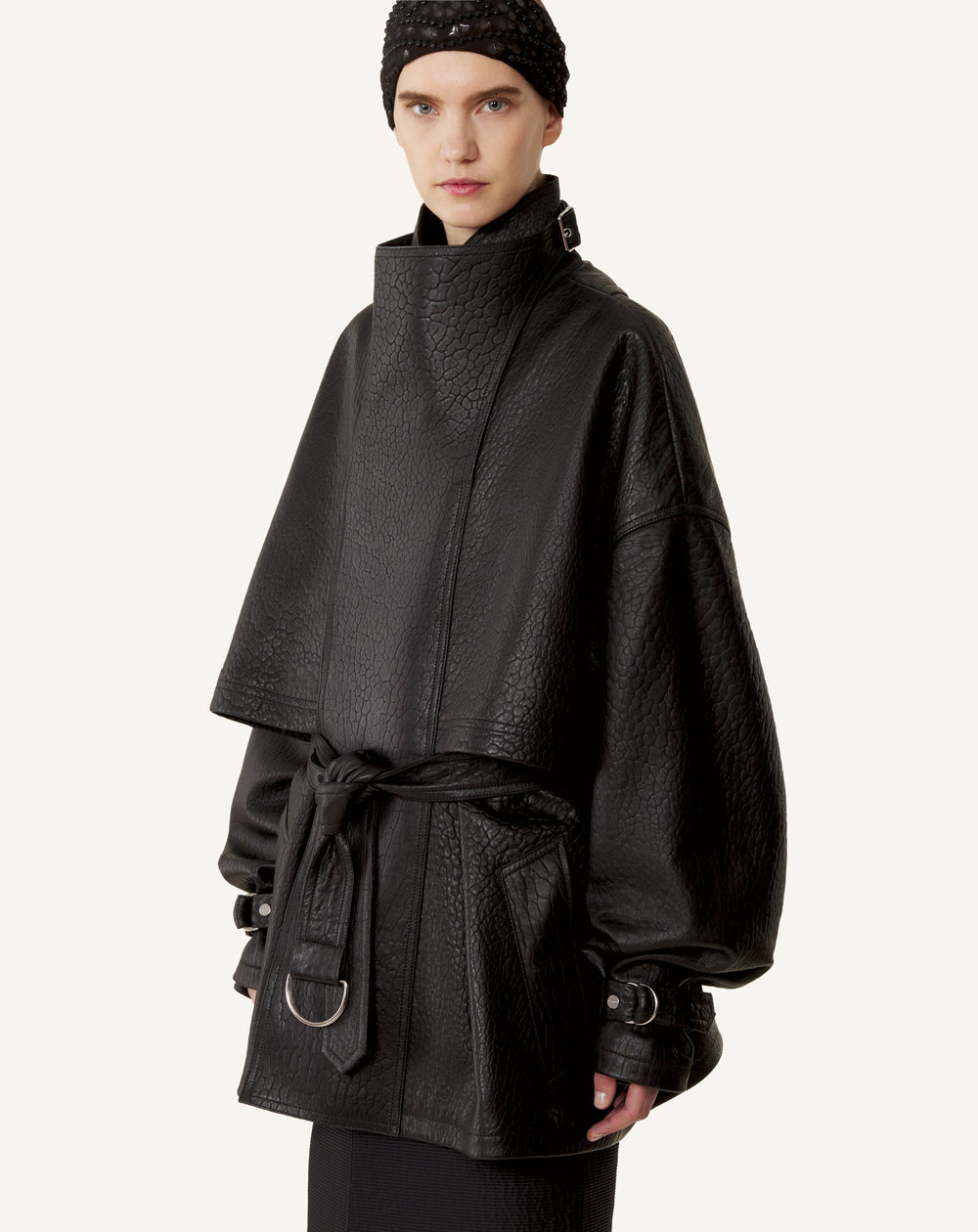 Blouson Col Montant En Cuir Black | Lanvin Women