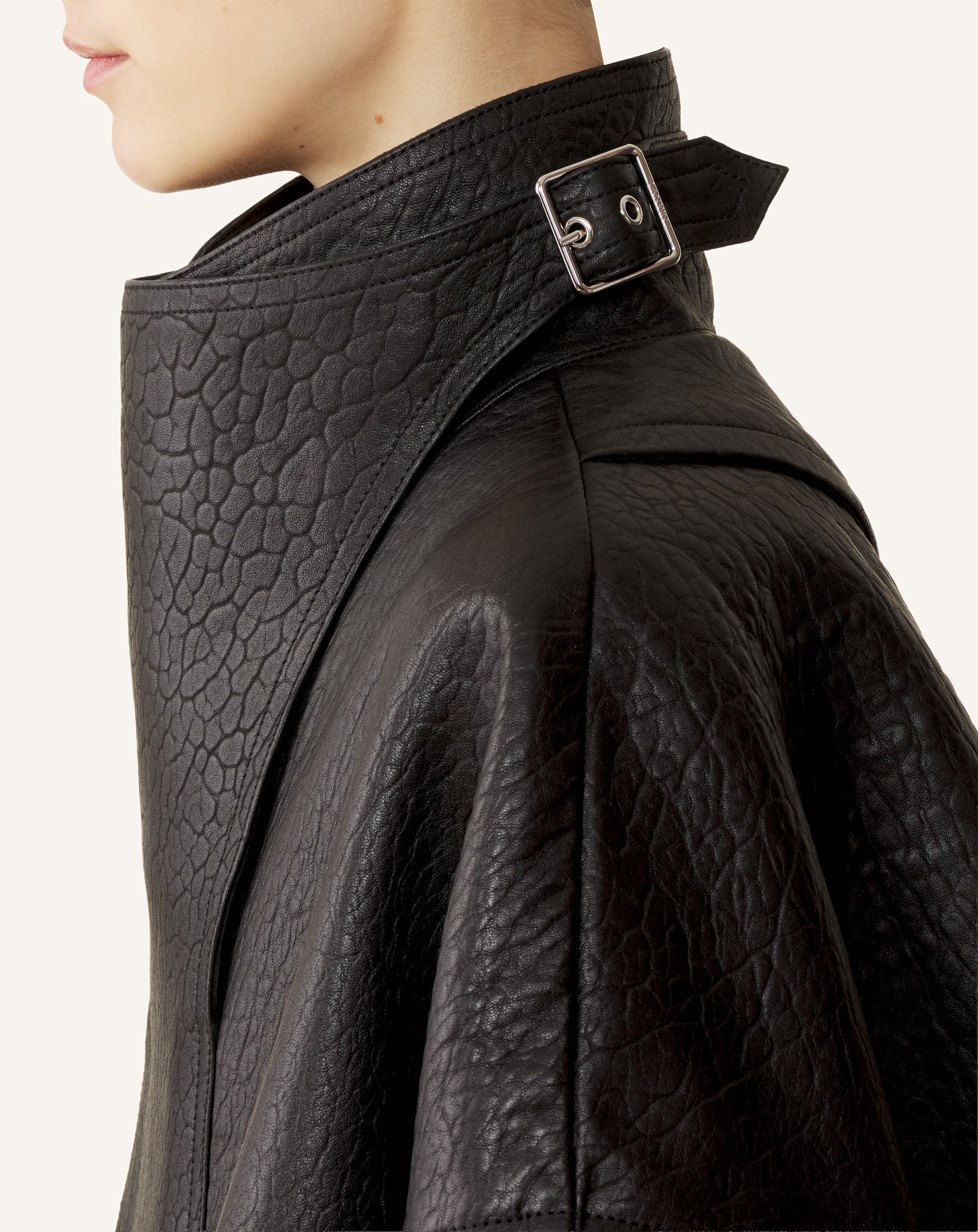 Blouson Col Montant En Cuir Black | Lanvin Women