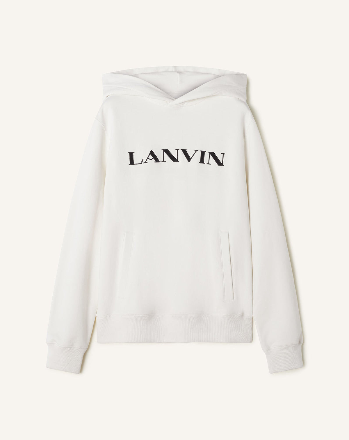 White Lanvin Embroidered Cotton Hoodie | Lanvin Men