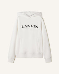White Lanvin Embroidered Cotton Hoodie | Lanvin Men