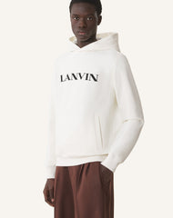White Lanvin Embroidered Cotton Hoodie | Lanvin Men