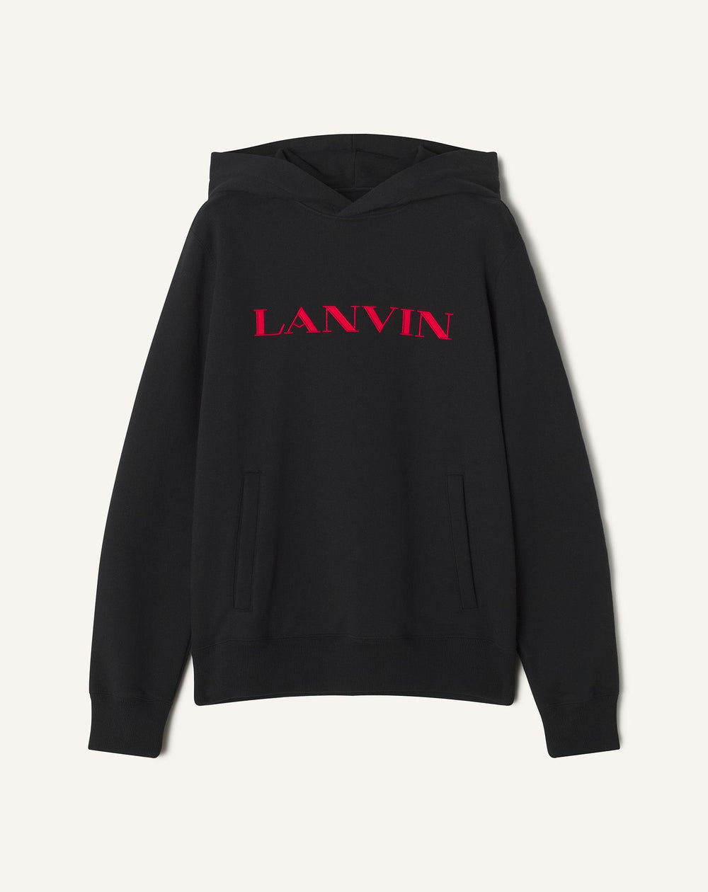 Black Lanvin Embroidered Cotton Hoodie | Lanvin Men