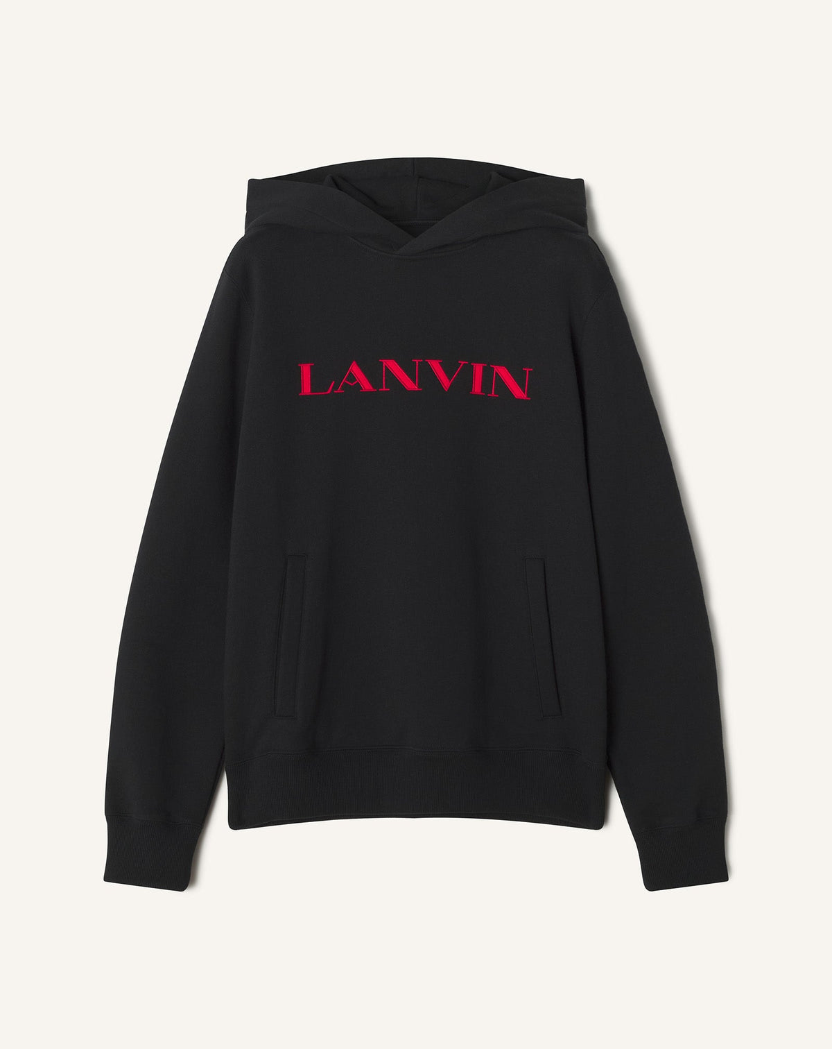 Black Lanvin Embroidered Cotton Hoodie | Lanvin Men