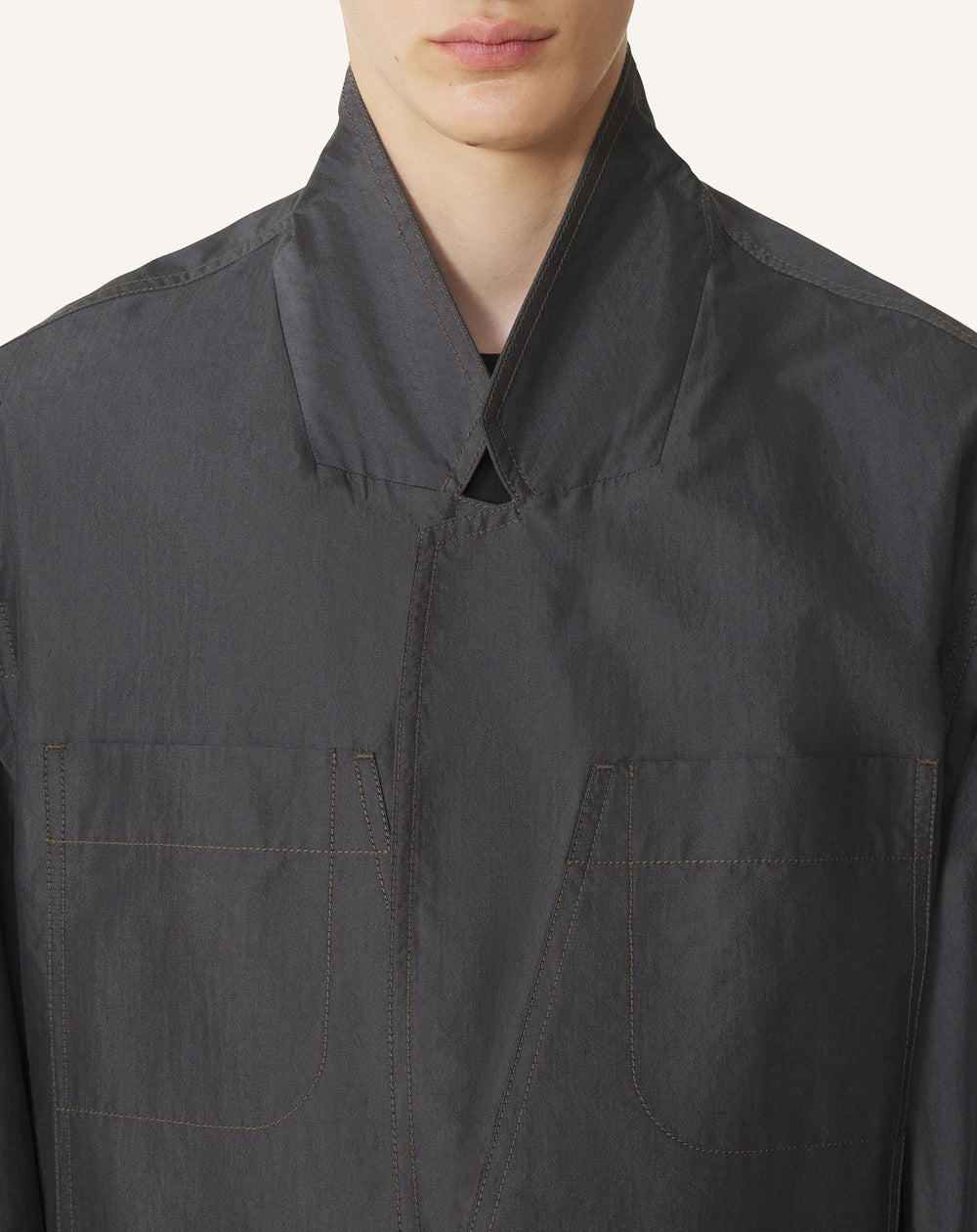 Veste Ample En Chambray Black | Lanvin Men
