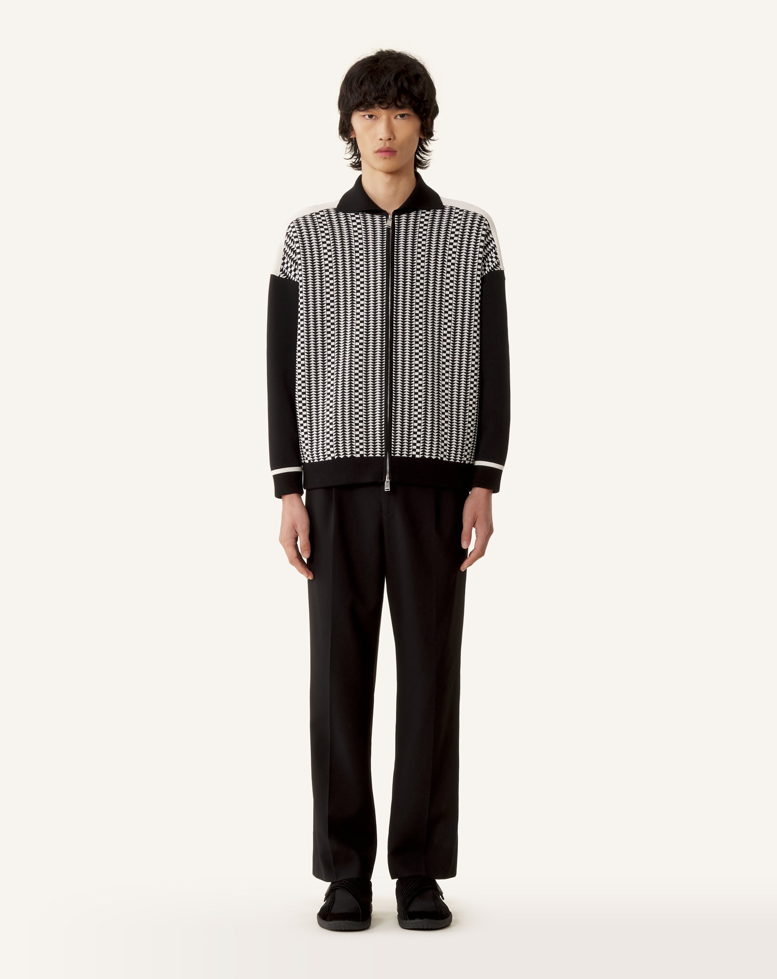 Blouson Zippé En Jacquard De Soie Et Coton Grey | Lanvin Men