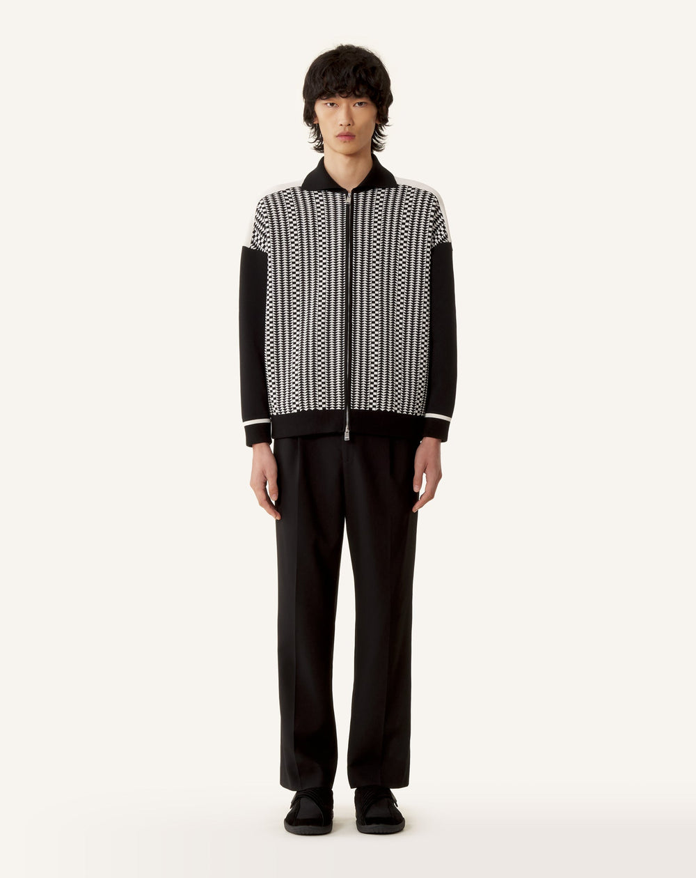 Blouson Zippé En Jacquard De Soie Et Coton Grey | Lanvin Men