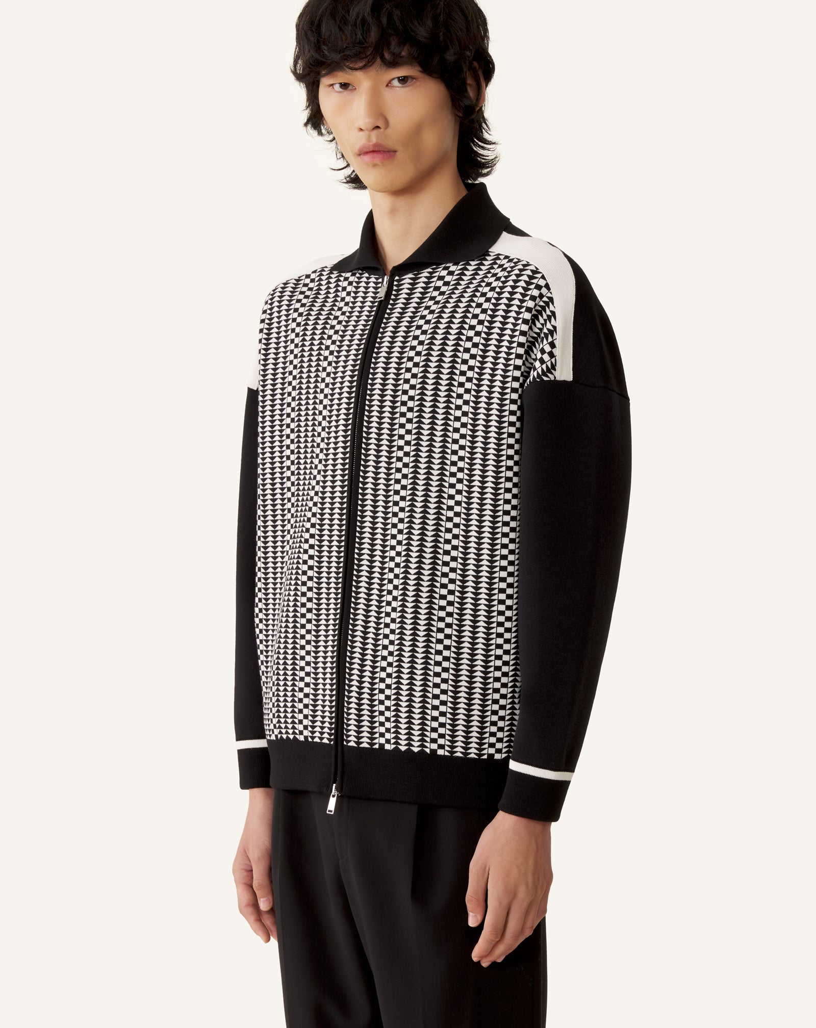 Blouson Zippé En Jacquard De Soie Et Coton Grey | Lanvin Men