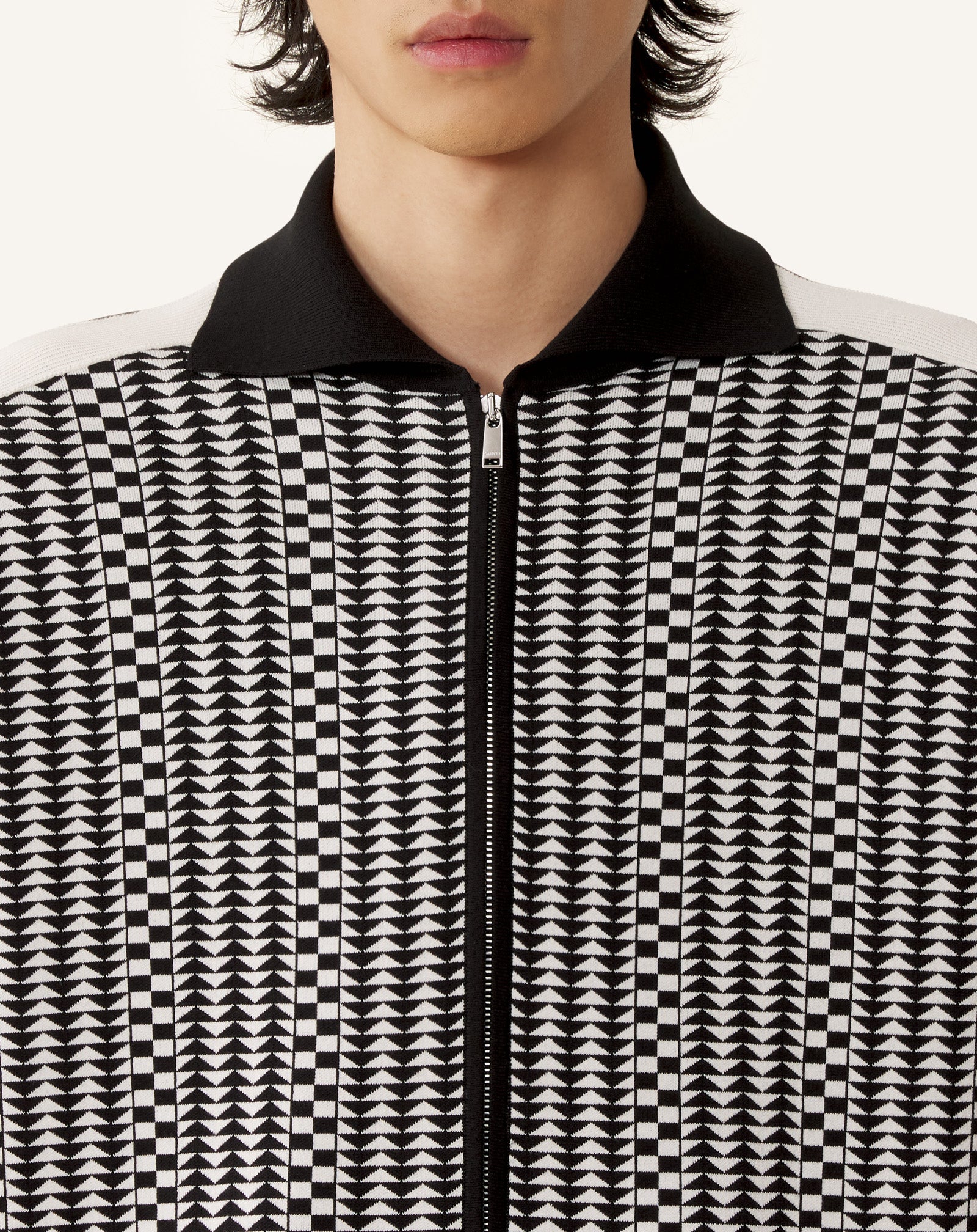Blouson Zippé En Jacquard De Soie Et Coton Grey | Lanvin Men