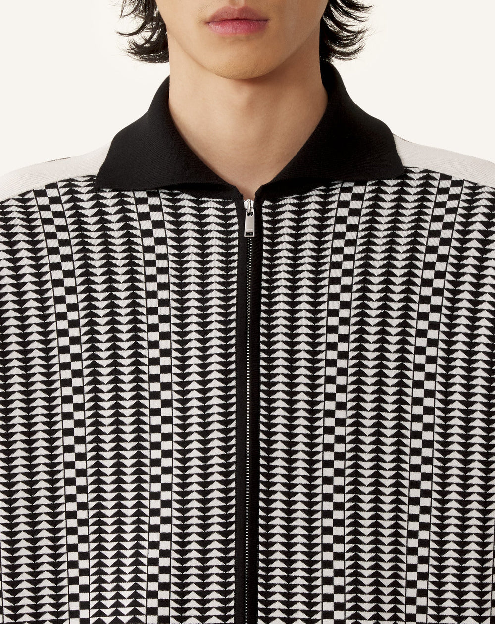 Blouson Zippé En Jacquard De Soie Et Coton Grey | Lanvin Men