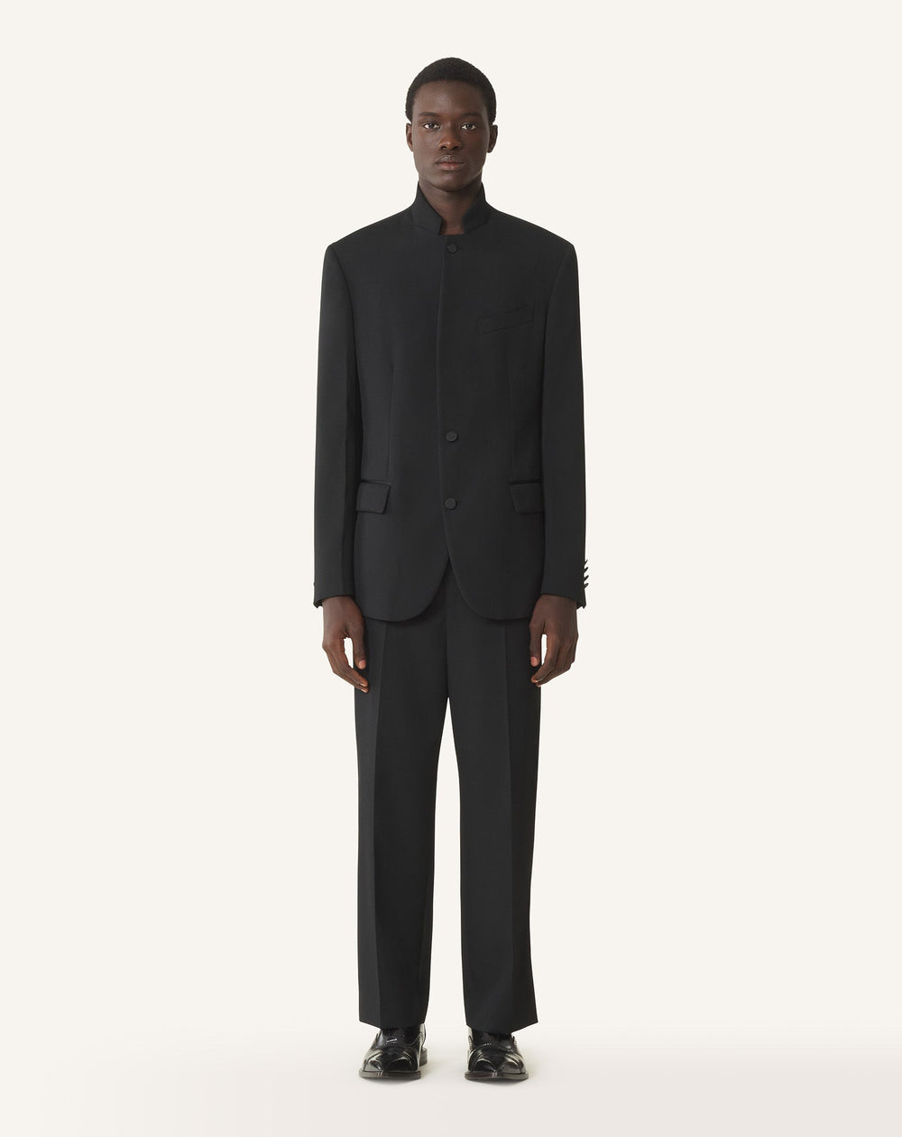 Veste Col Officier En Laine Black | Lanvin Men