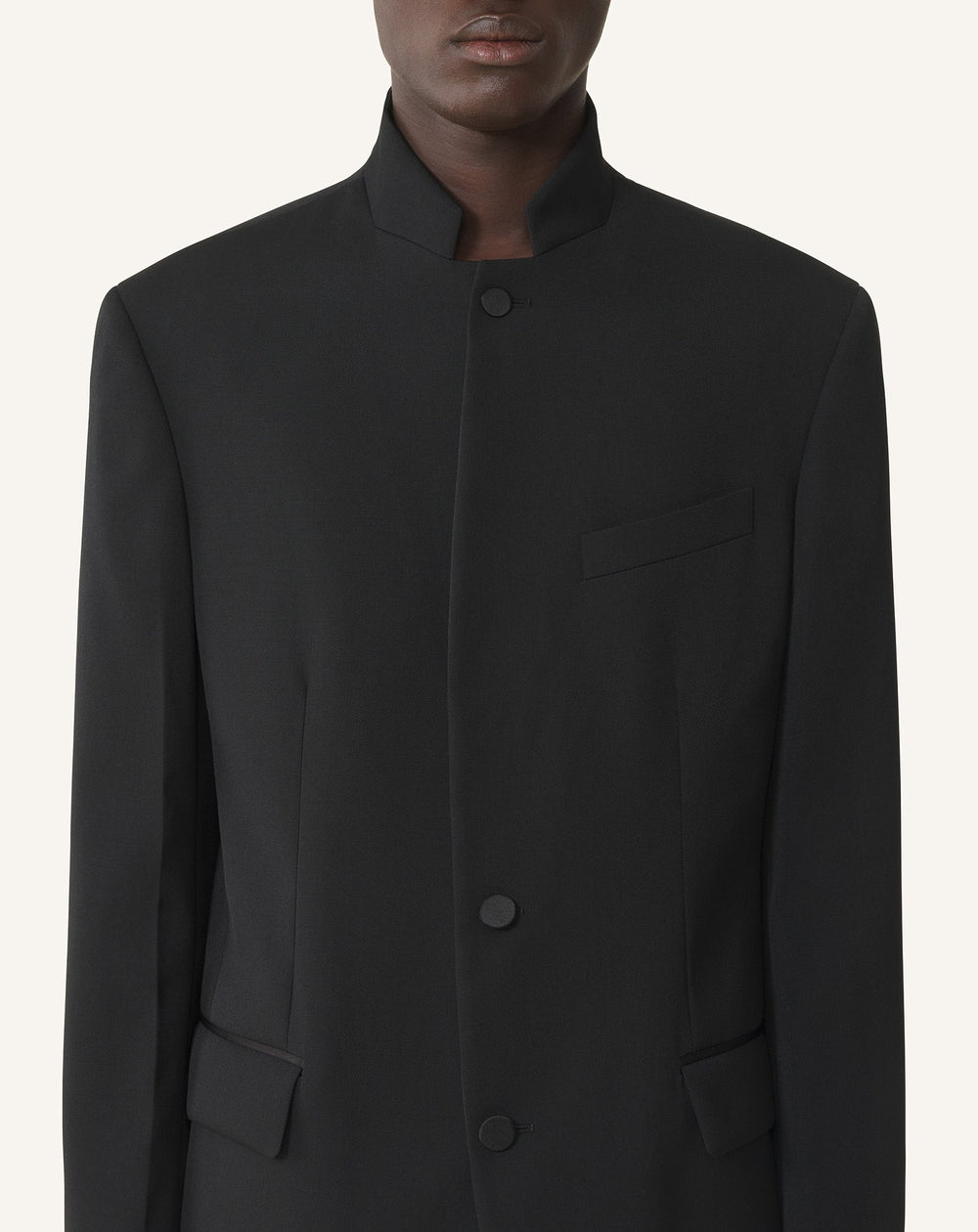Veste Col Officier En Laine Black | Lanvin Men