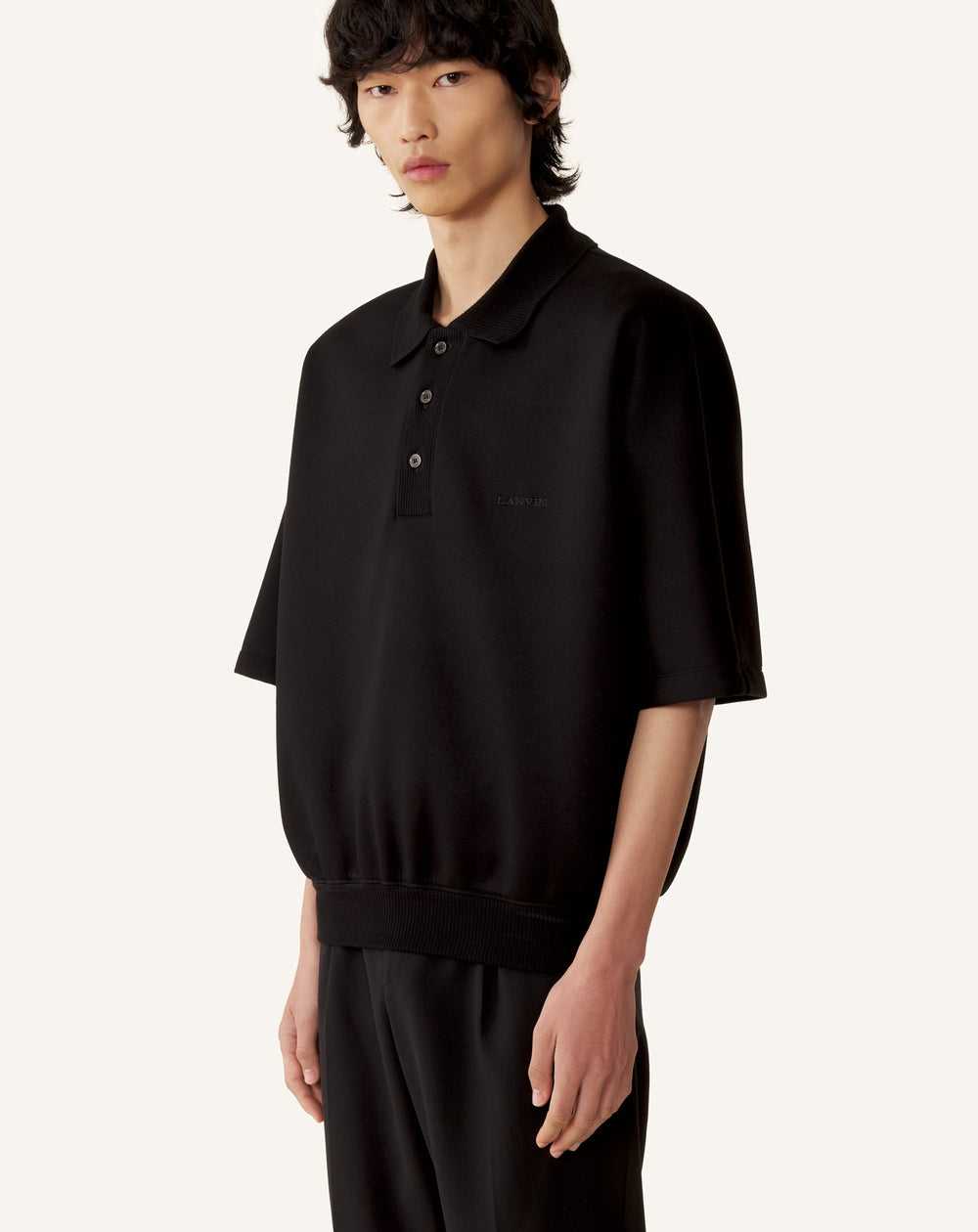 Polo Ample En Jersey Double Face Black | Lanvin Men