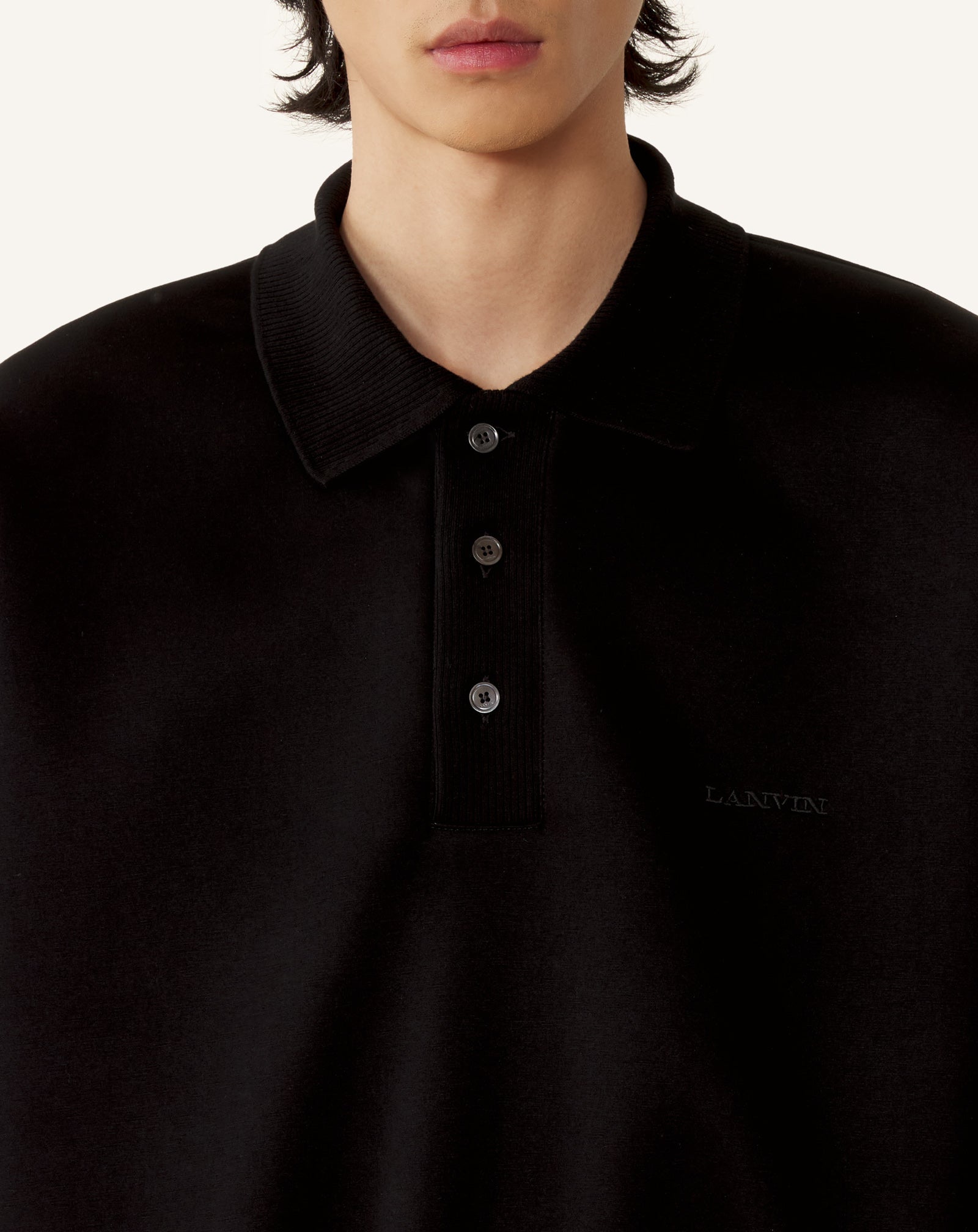 Polo Ample En Jersey Double Face Black | Lanvin Men