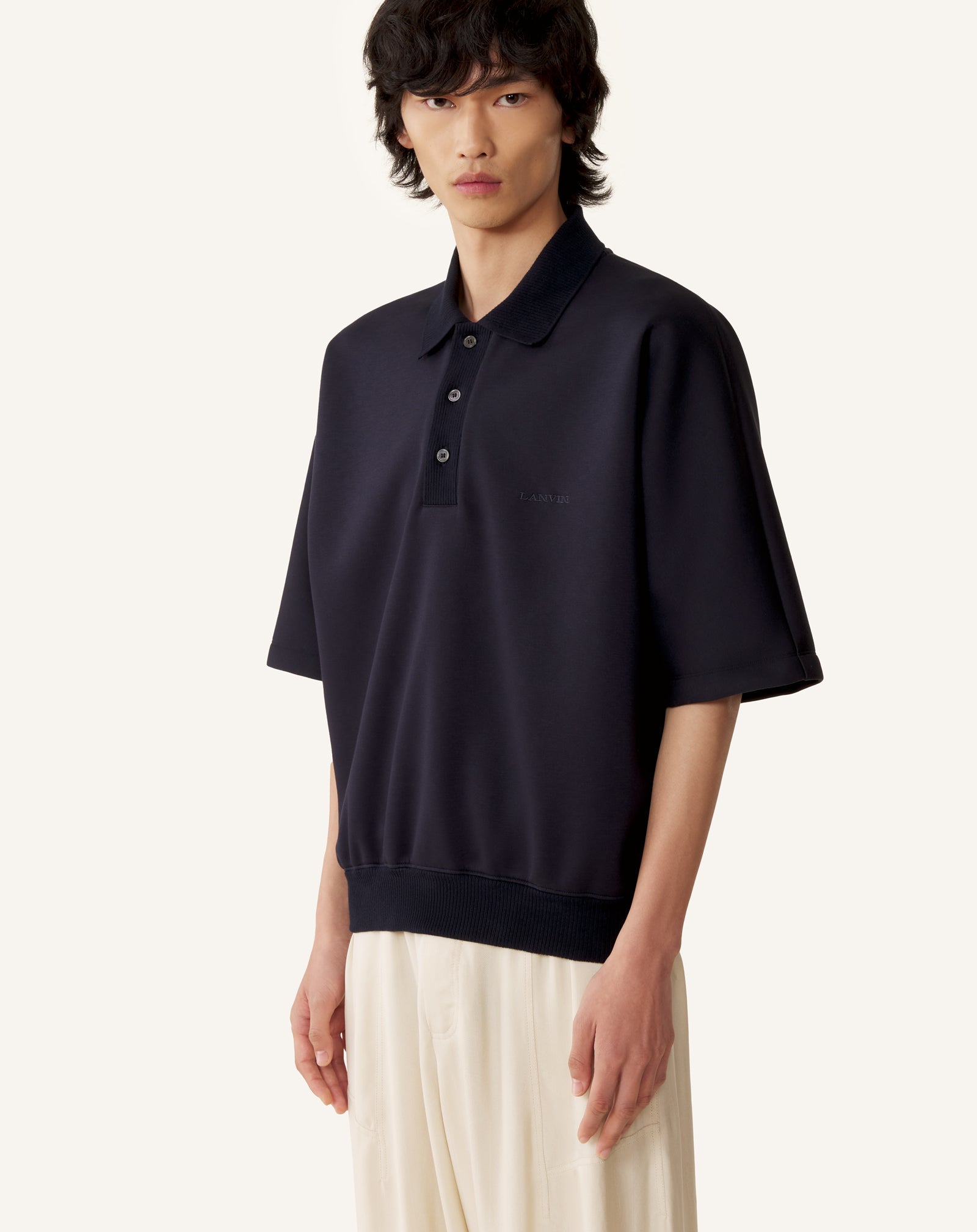 Polo Ample En Jersey Double Face Blue | Lanvin Men