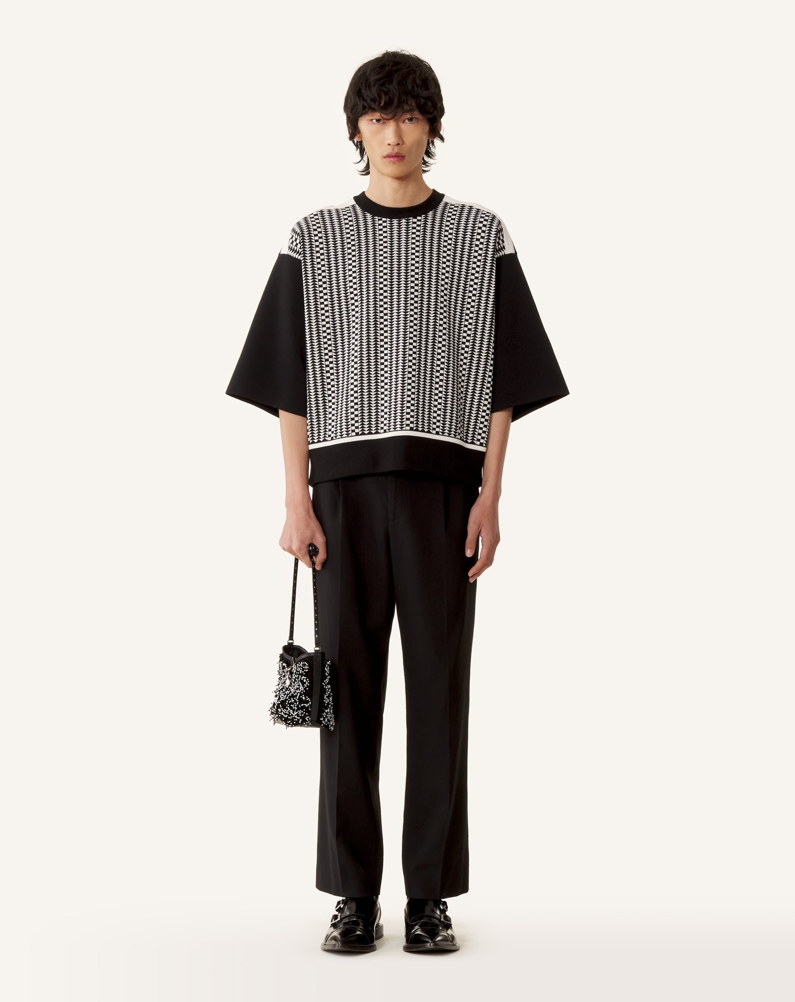 T-shirt Ample En Jacquard De Soie Et Coton Grey | Lanvin Men