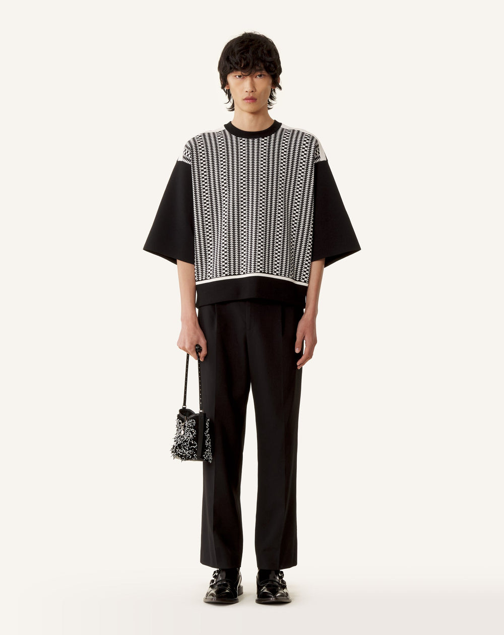 T-shirt Ample En Jacquard De Soie Et Coton Grey | Lanvin Men