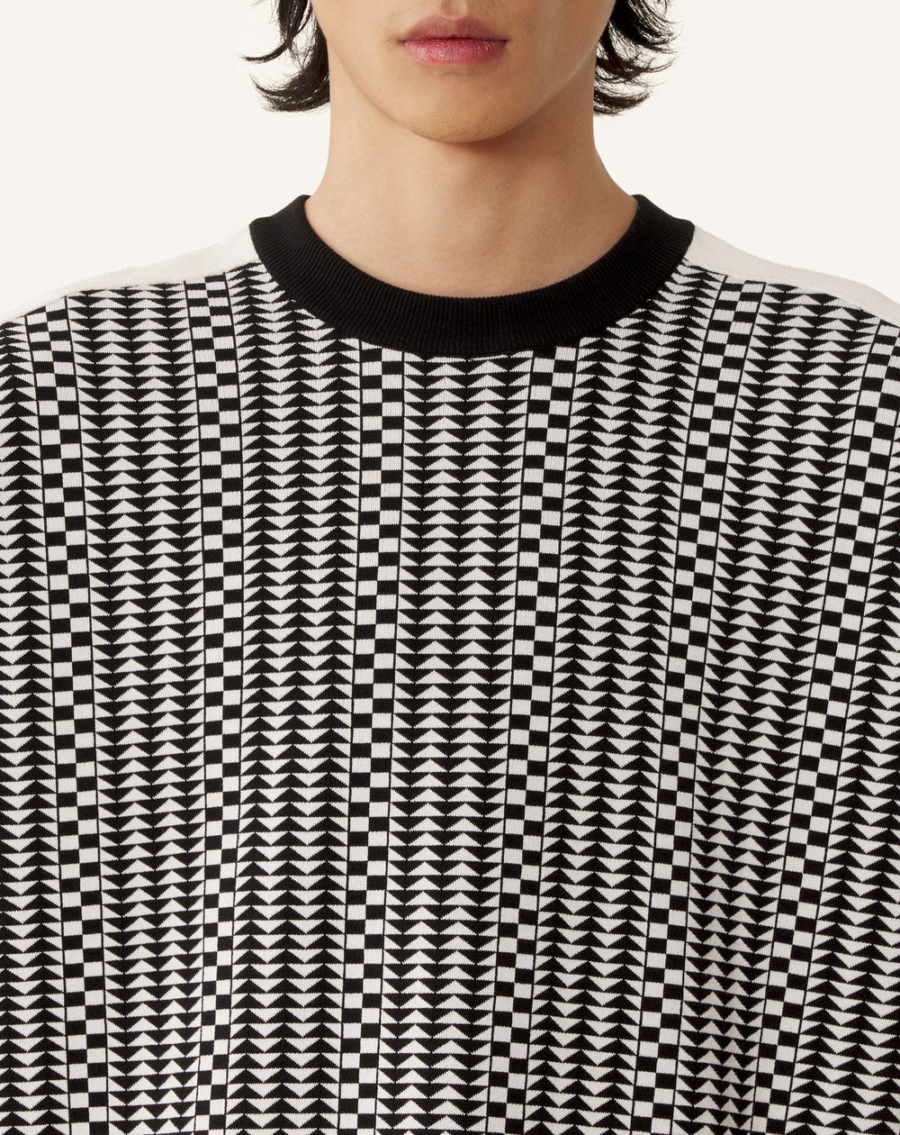 T-shirt Ample En Jacquard De Soie Et Coton Grey | Lanvin Men